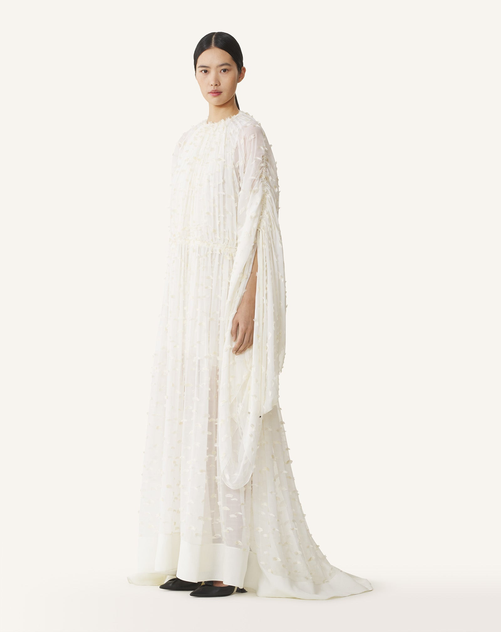 LONG-SLEEVE RUCHED DRESS - 3