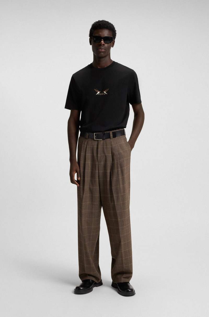 HUGO COTTON JERSEY T-SHIRT WITH CURVED EMBROIDERED LOGO outlook