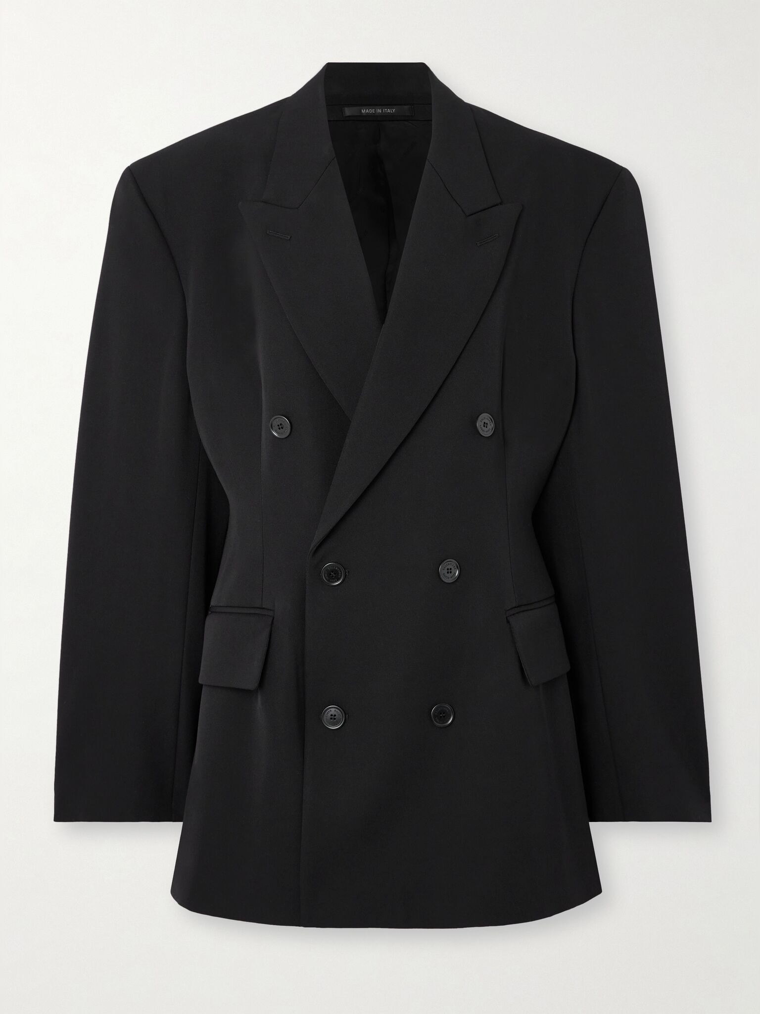 Barathea double-breasted grain de poudre wool blazer Black - 1