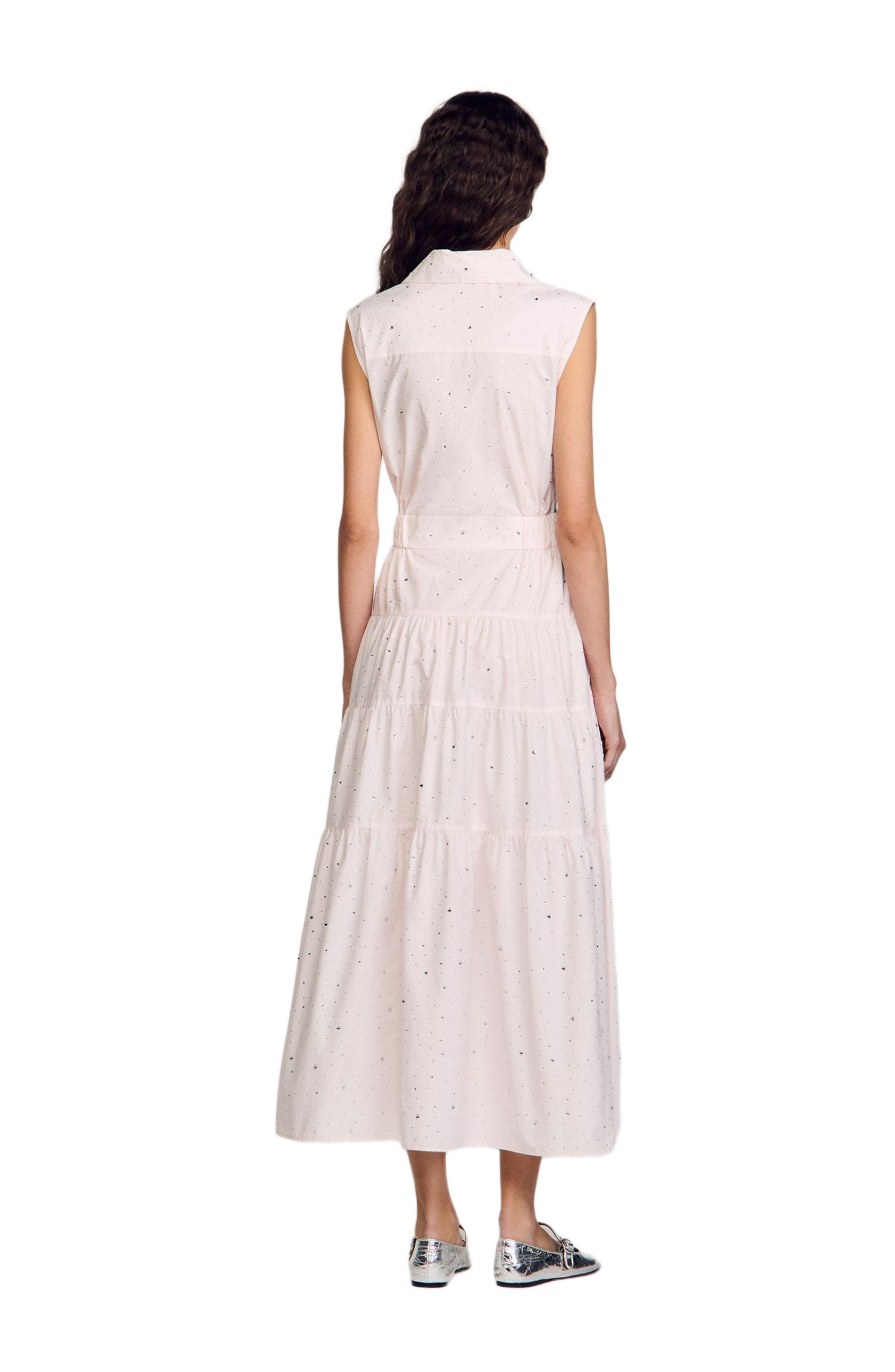 SANDRO Rhinestone tie-front maxi dress in Light Pink at Nordstrom - 2