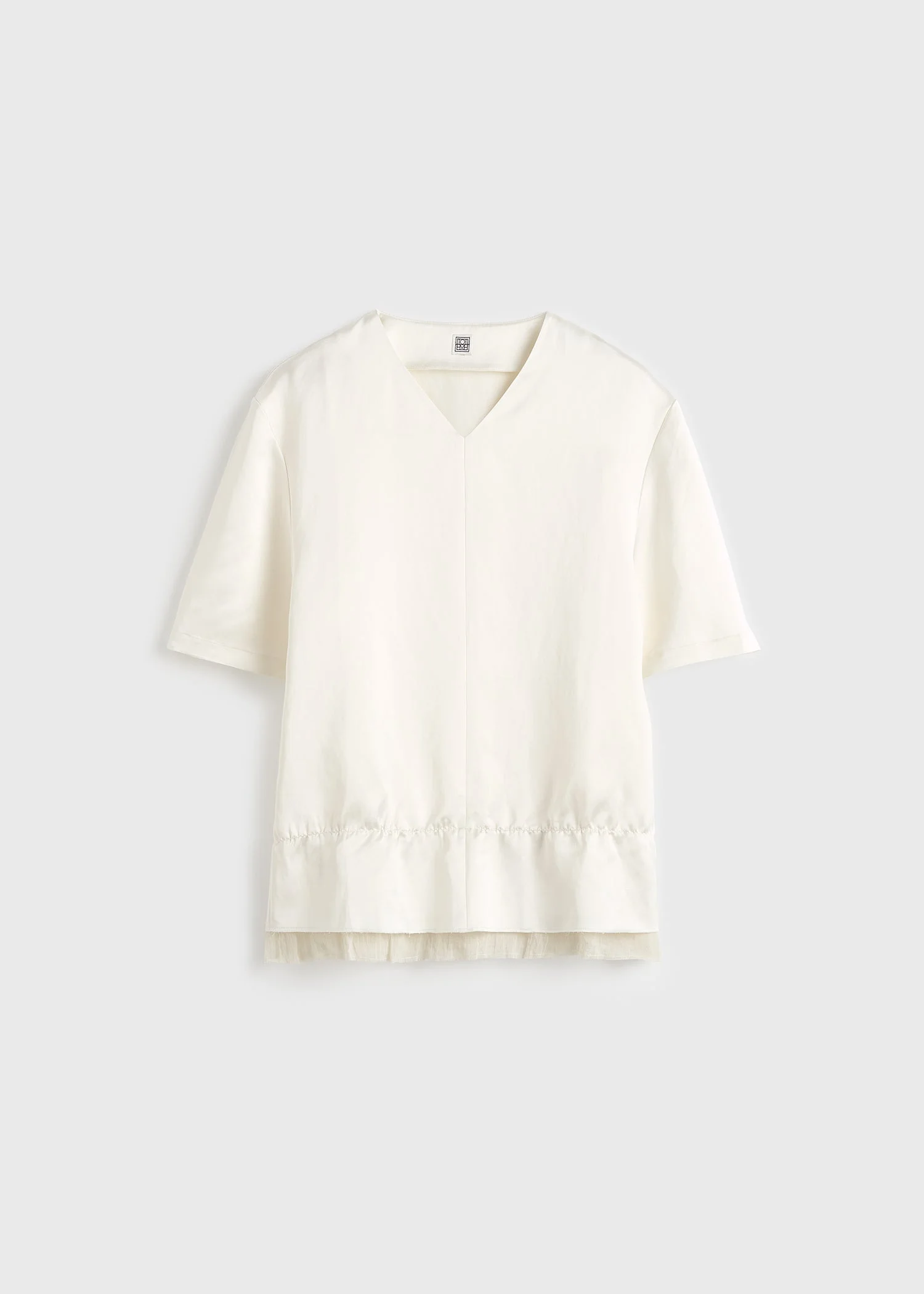 V-neck satin pullover white - 1