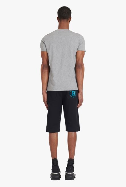 Heather gray eco-designed cotton T-shirt with silver Balmain Paris logo - 3