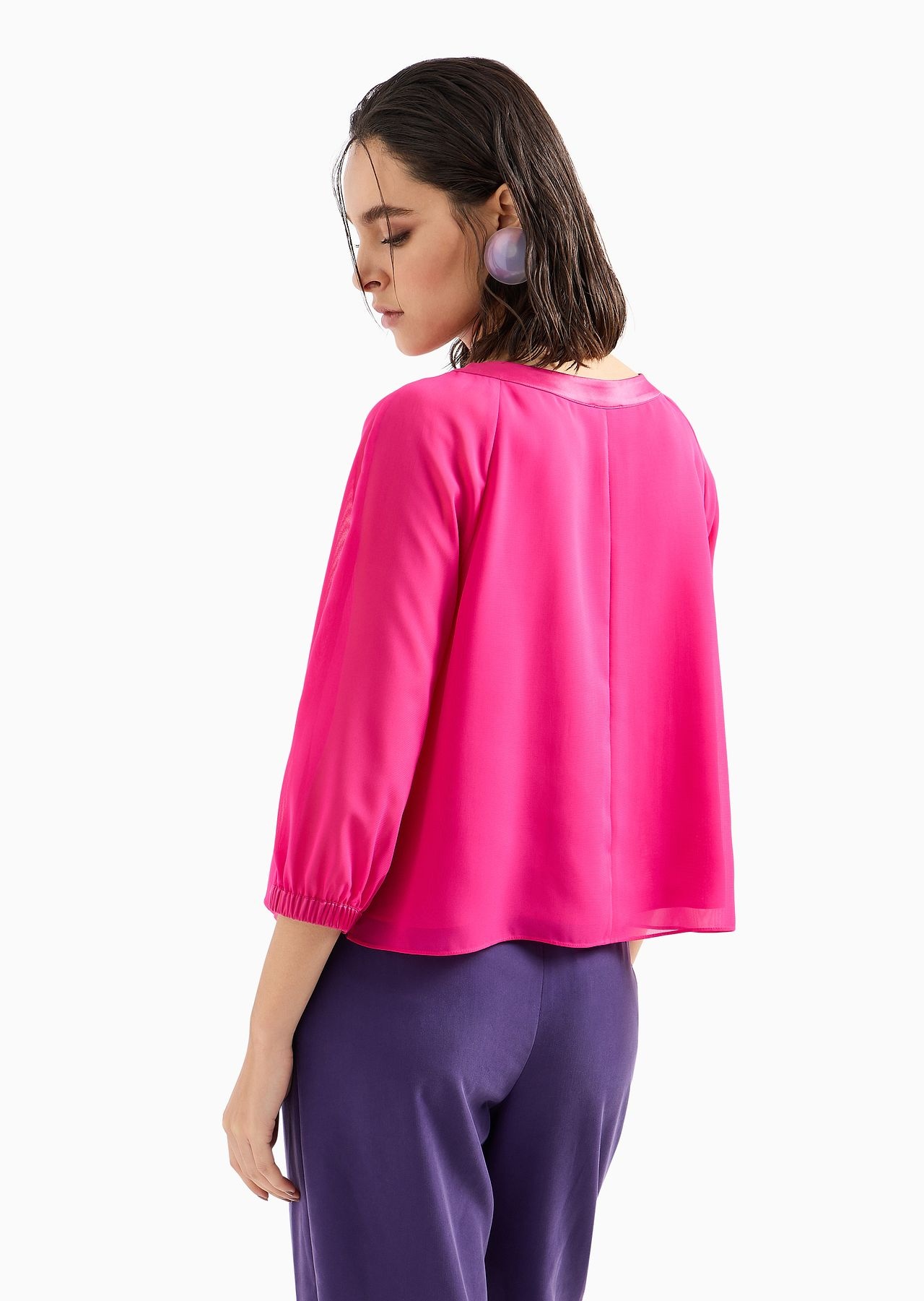 Georgette shirt with satin details - 3