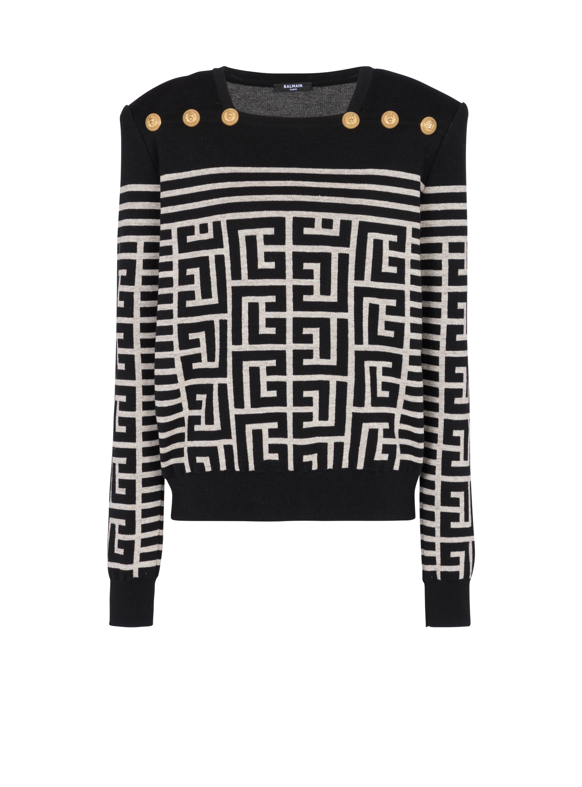 Monogrammed striped wool sweater - 1