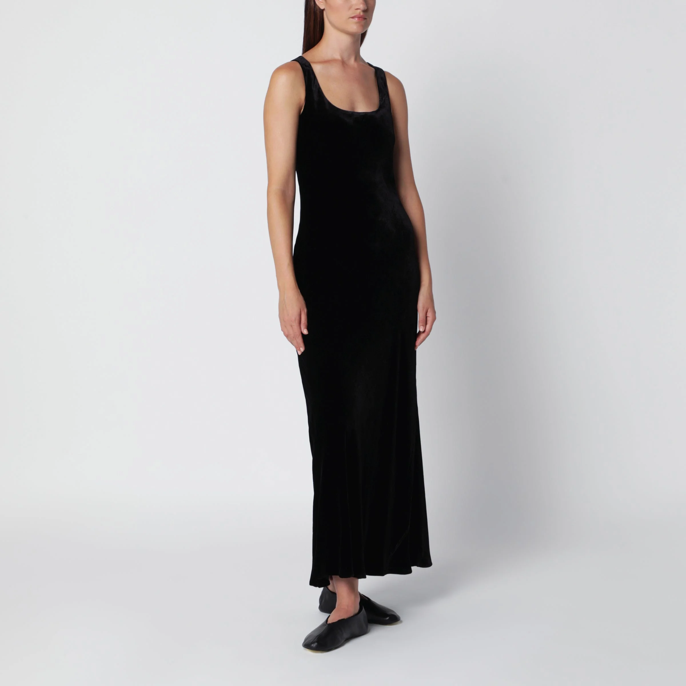 Black velvet long dress - 1