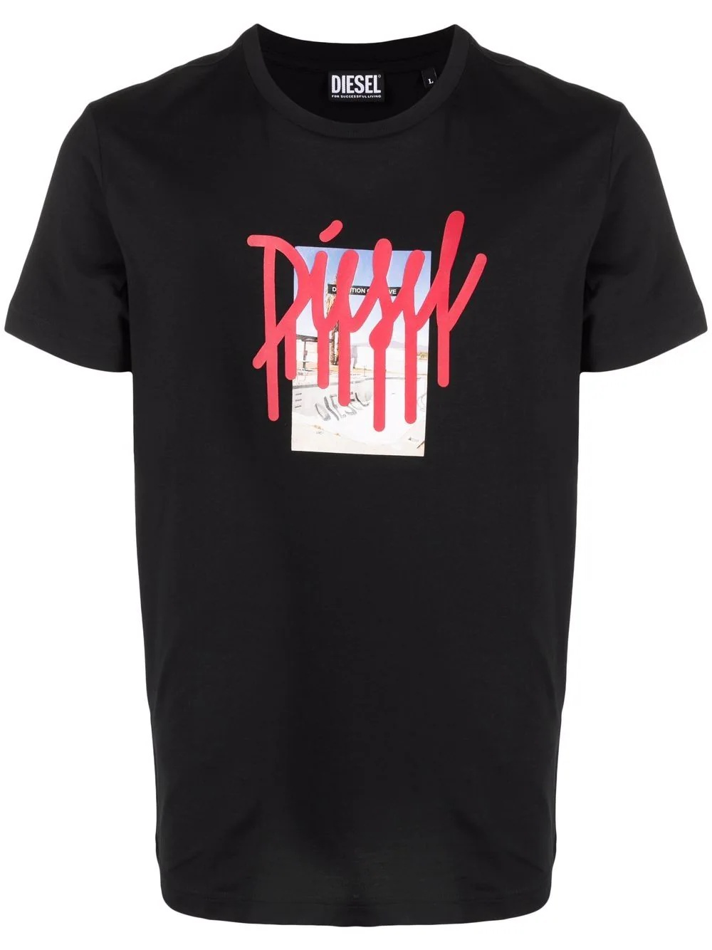 drip-effect logo print T-shirt - 1