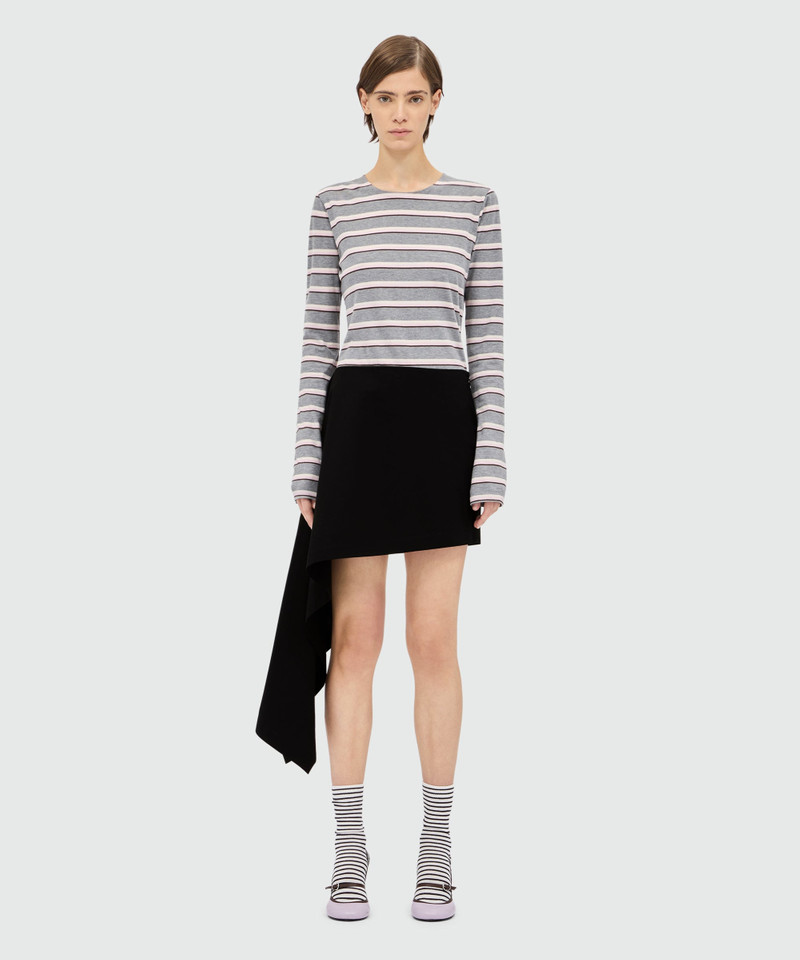 MSGM Black cotton poplin mini skirt with asymmetrical detail. outlook