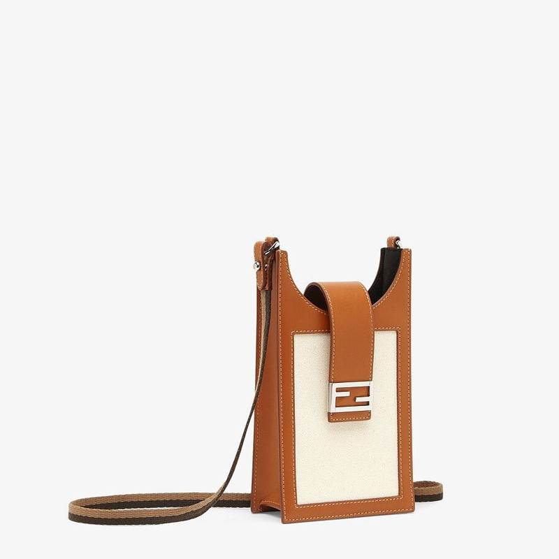 FENDI Beige canvas smartphone holder outlook