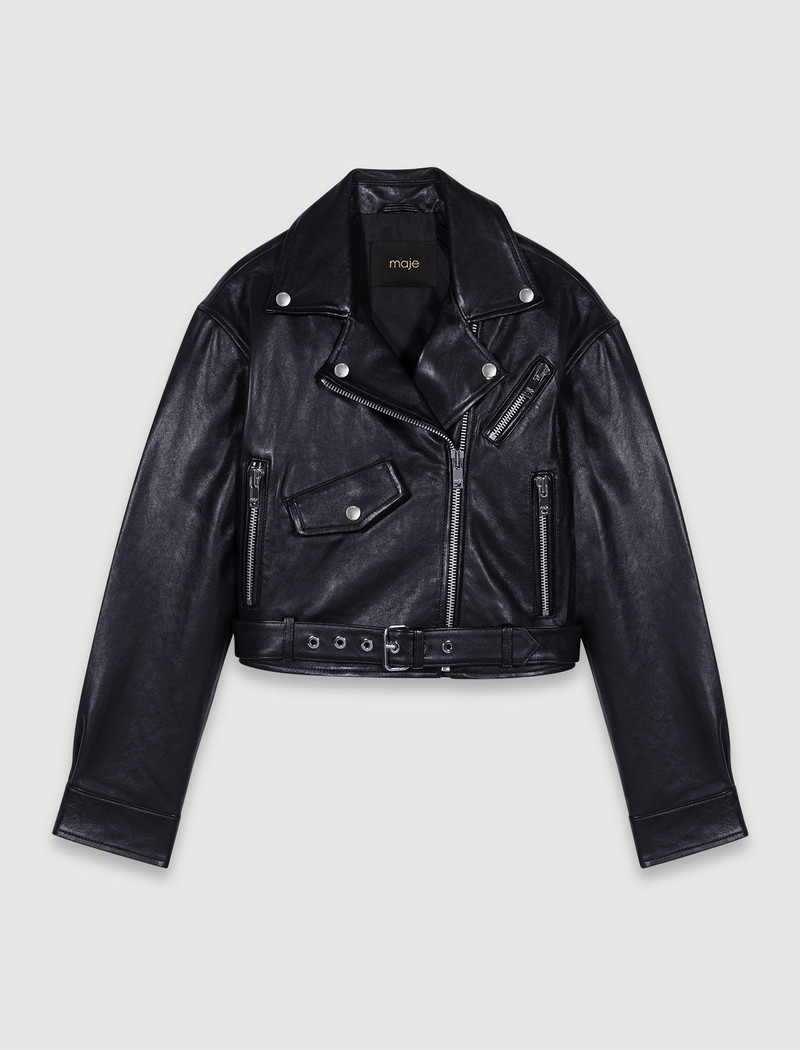 Cropped leather jacket 1