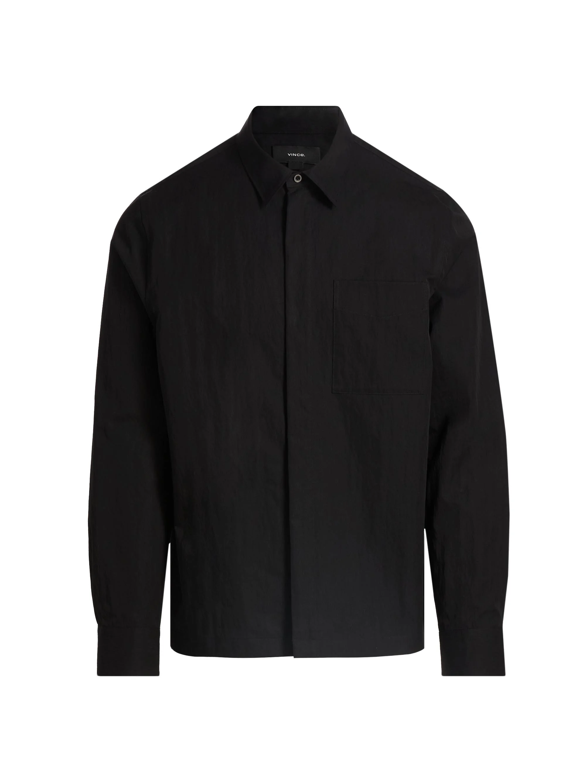 Men's Patch Pocket Cotton-Blend Shirt Jacket - Black - 1