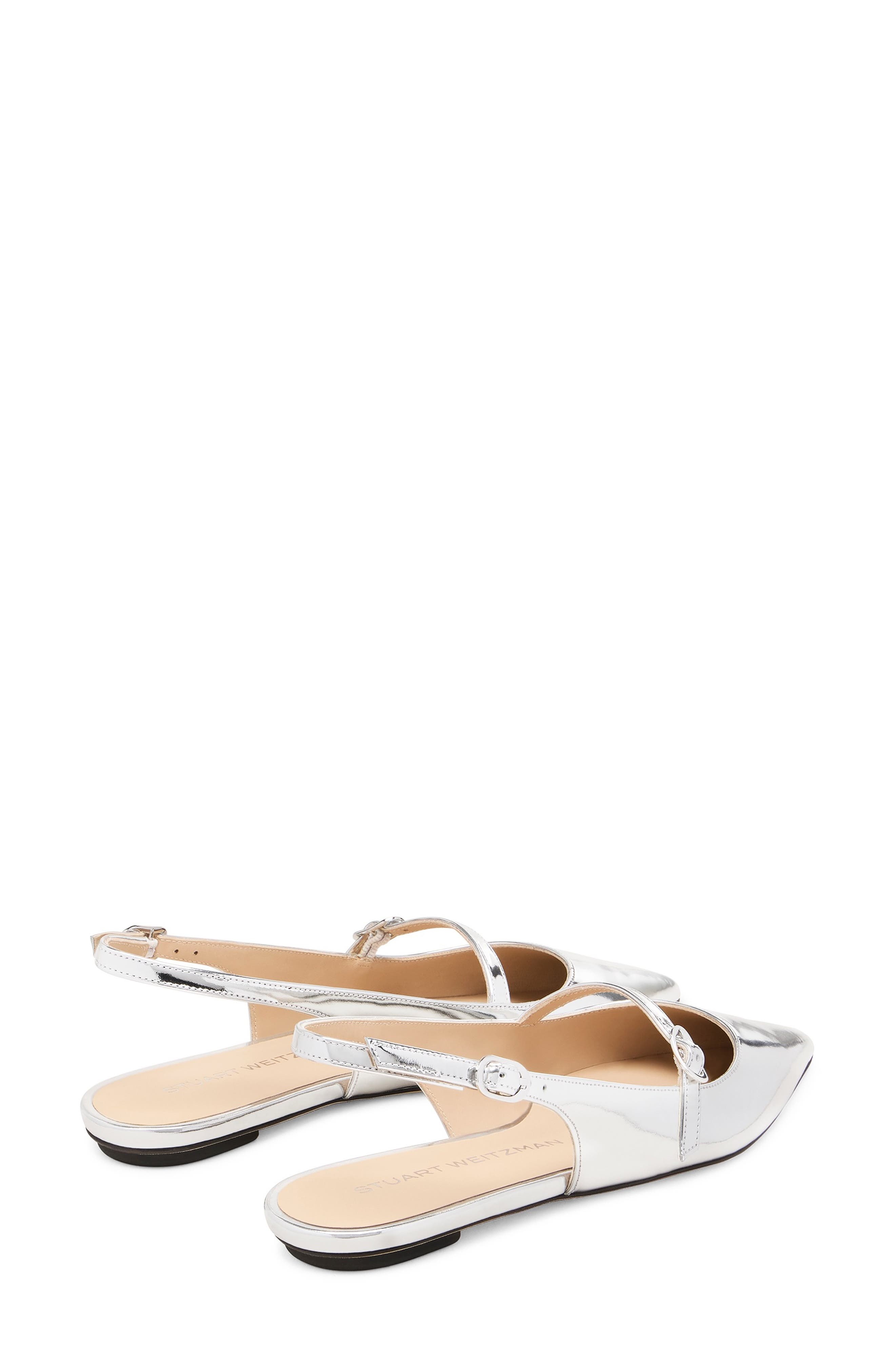 Stuart Weitzman Emilia Mary Jane Slingback Flat in Silver at Nordstrom - 2