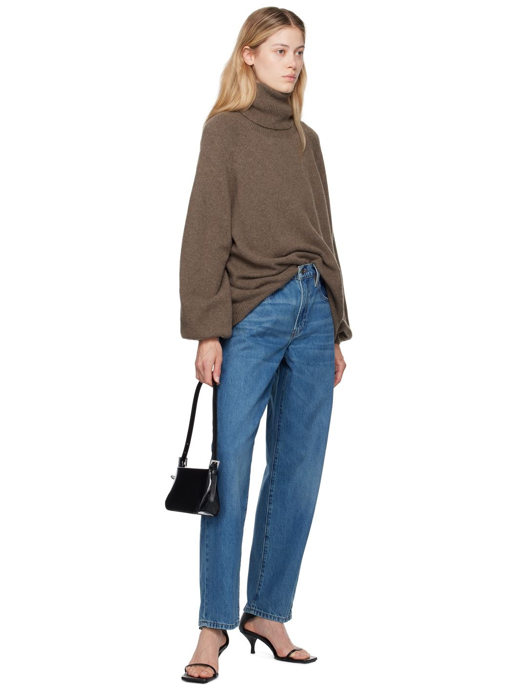 Blue Low Slung Barrel Jeans - 4