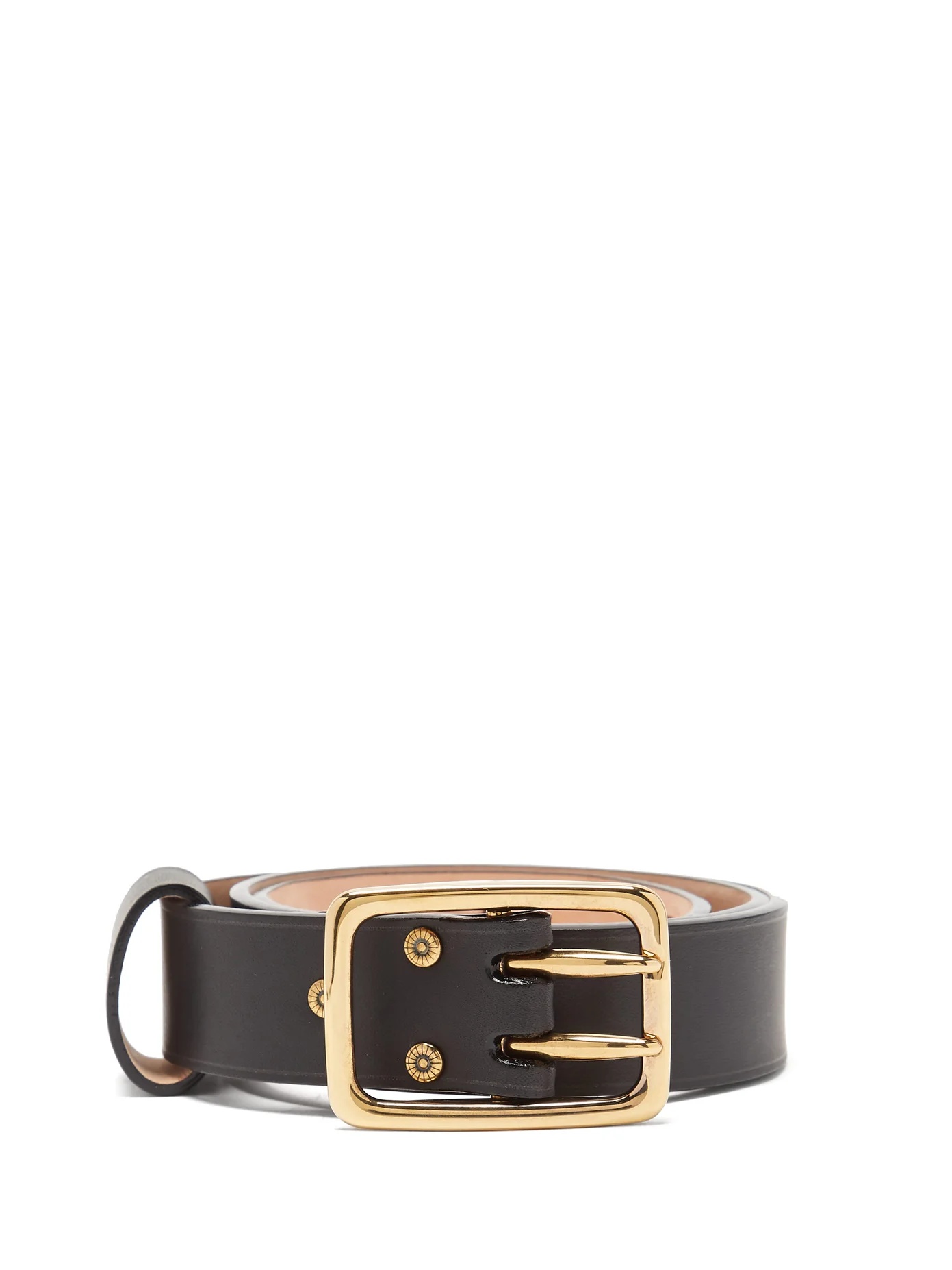 Double-prong buckle leather belt - 1