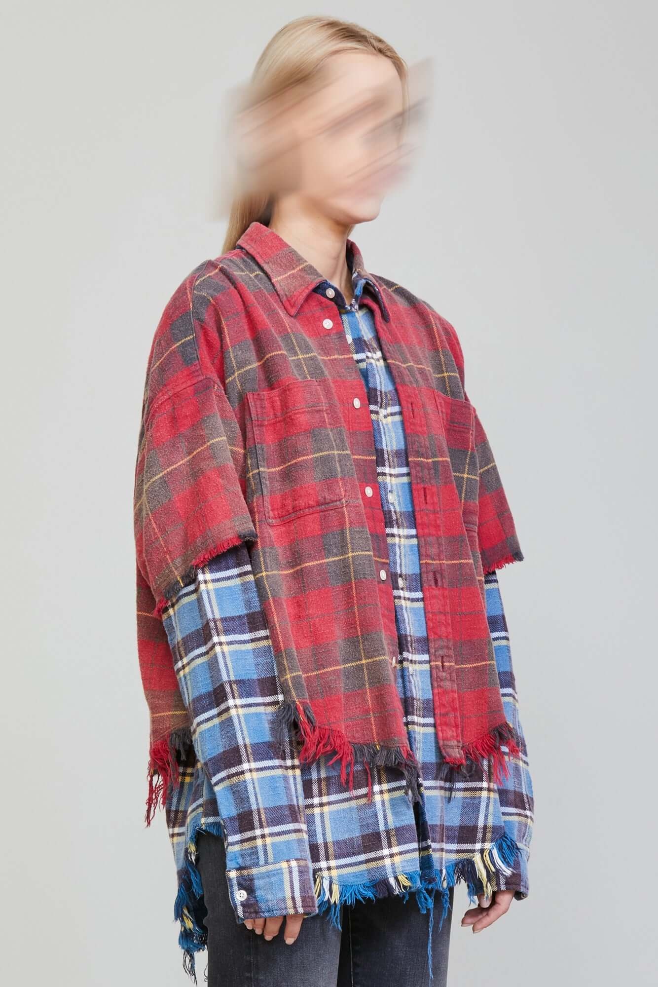 DBL LAYER SHIRT - RED W/BLUE PLAID - 2