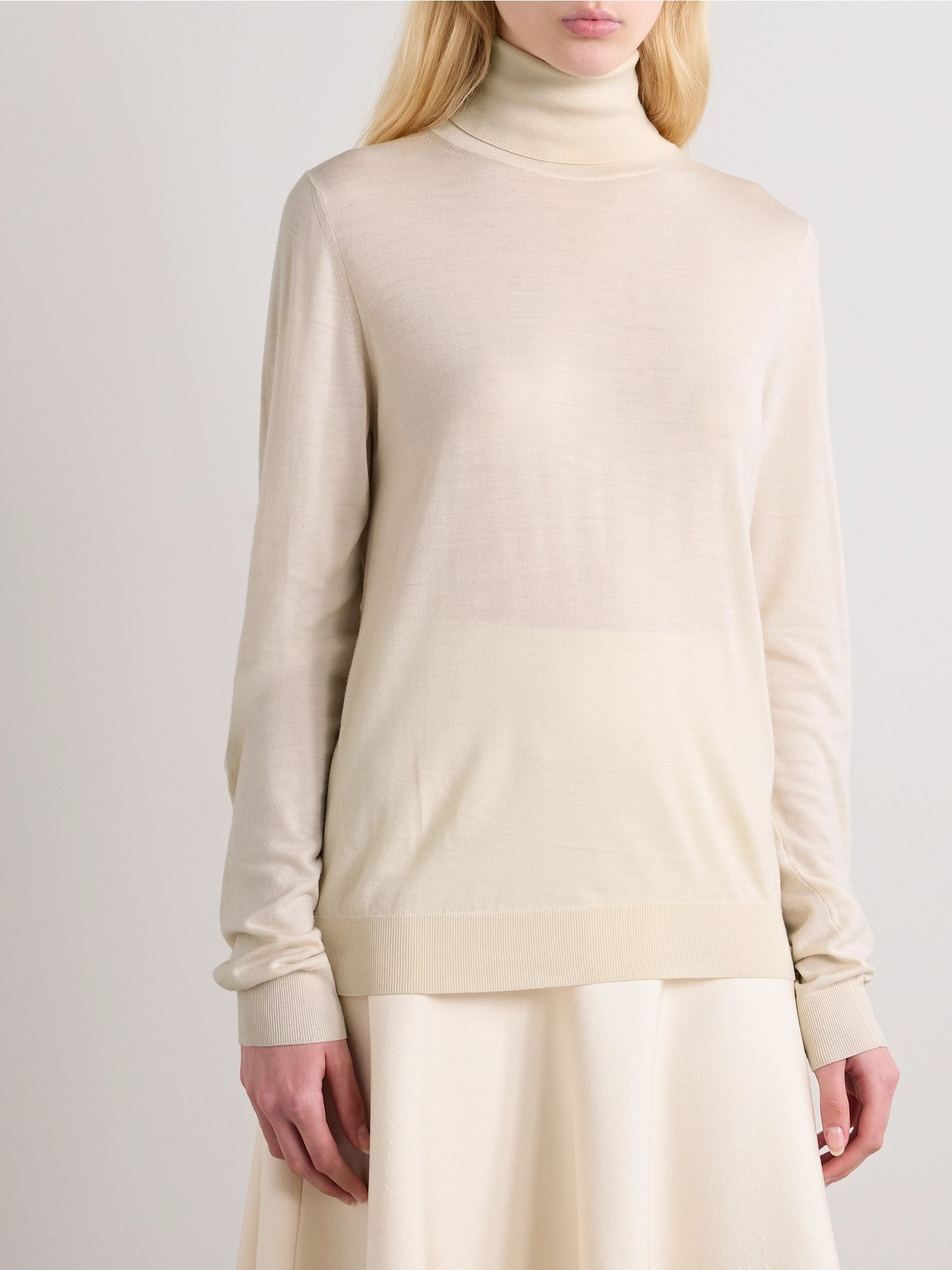 Heva wool-jersey turtleneck sweater Ecru - 3