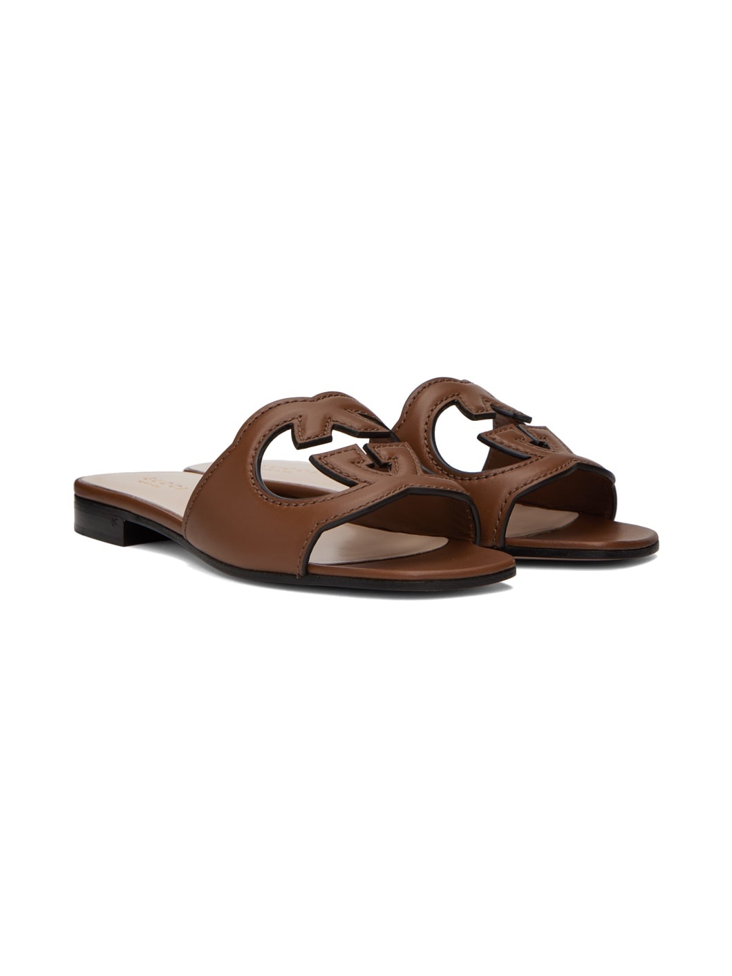 Brown Interlocking G Flat Sandals - 4