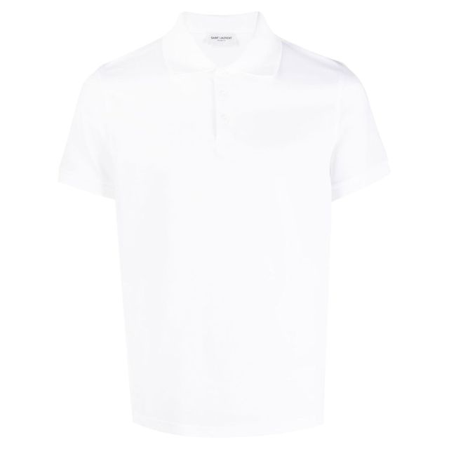 White short-sleeved polo shirt - 1