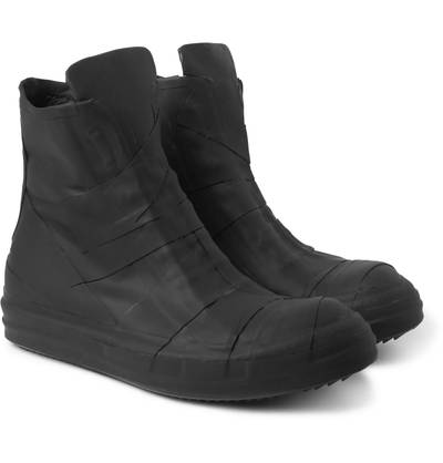 Rick Owens Ramones Coated-Leather High-Top Sneakers outlook