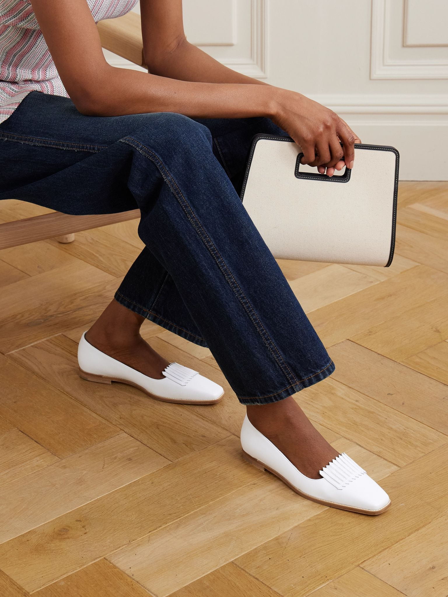 Pausaniasflat fringed leather loafers White - 2