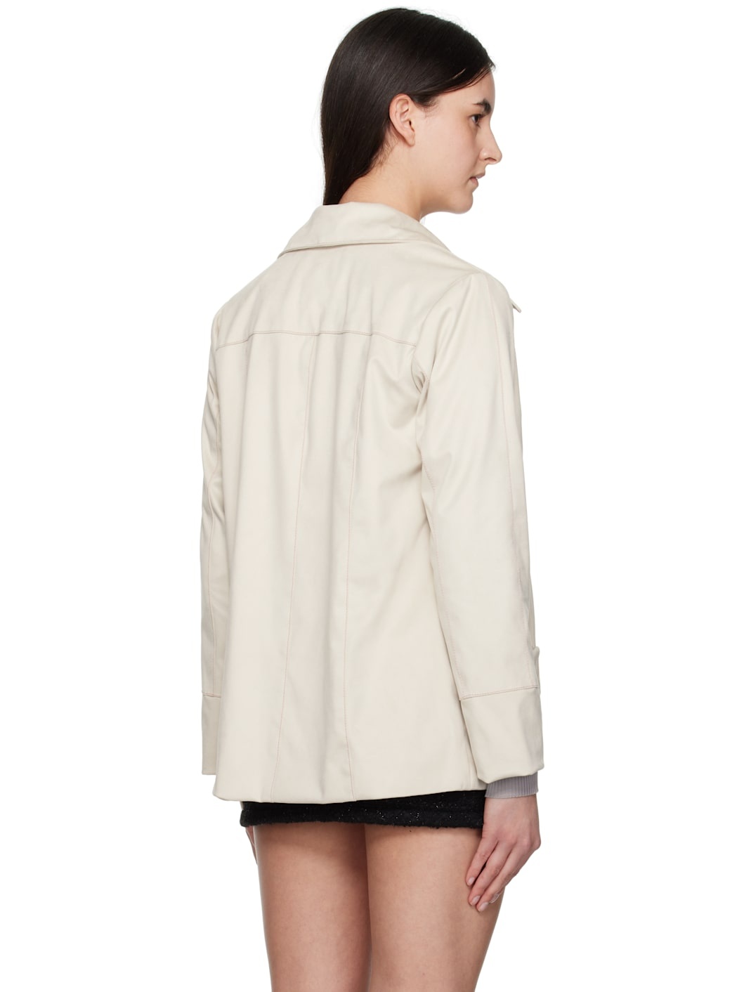 Off-White Buttoned Faux-Suede Coat - 3