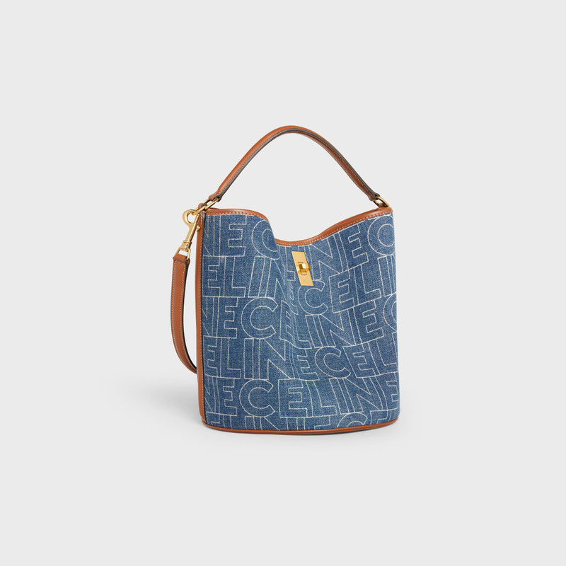 CELINE Bucket 16 Bag in DENIM WITH CELINE ALL-OVER print outlook