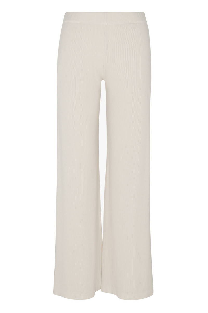 SPRWMN OFF WHITE RIB WIDE LEG PANTS outlook