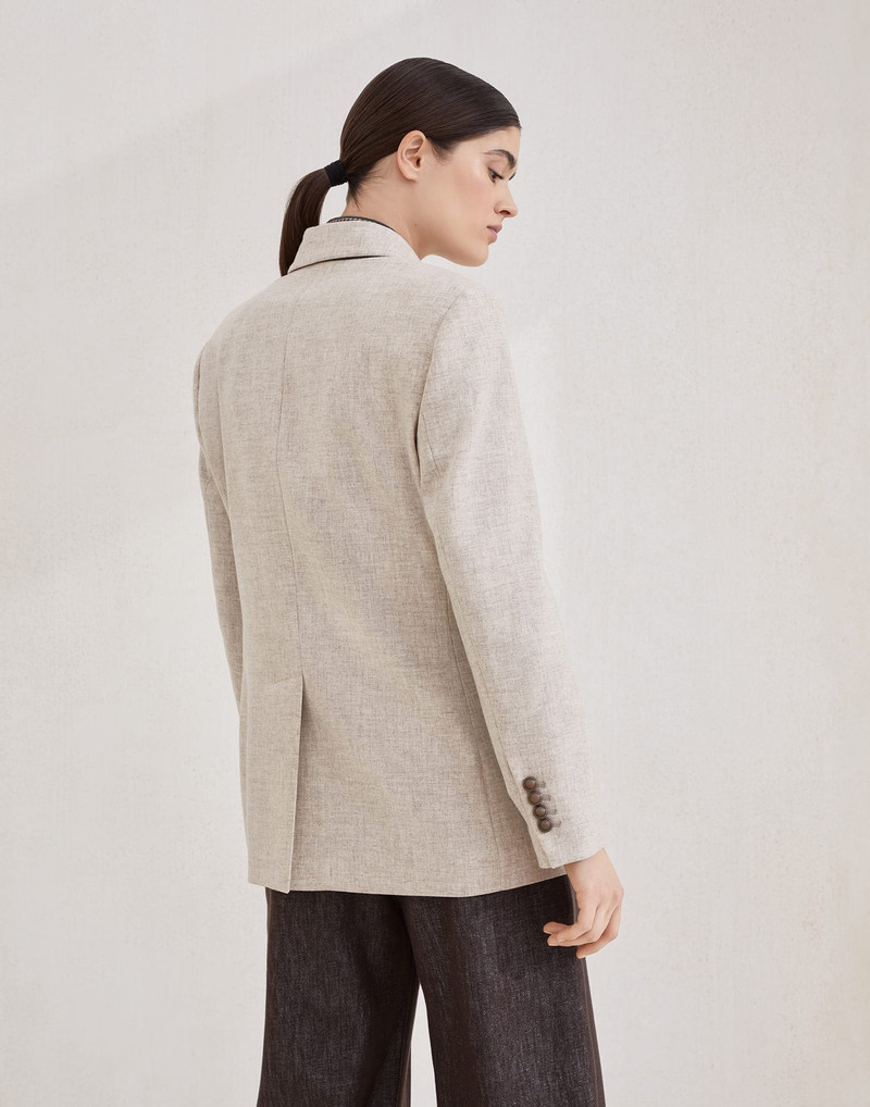 Brunello Cucinelli Virgin wool and cashmere twill flannel blazer with monili outlook