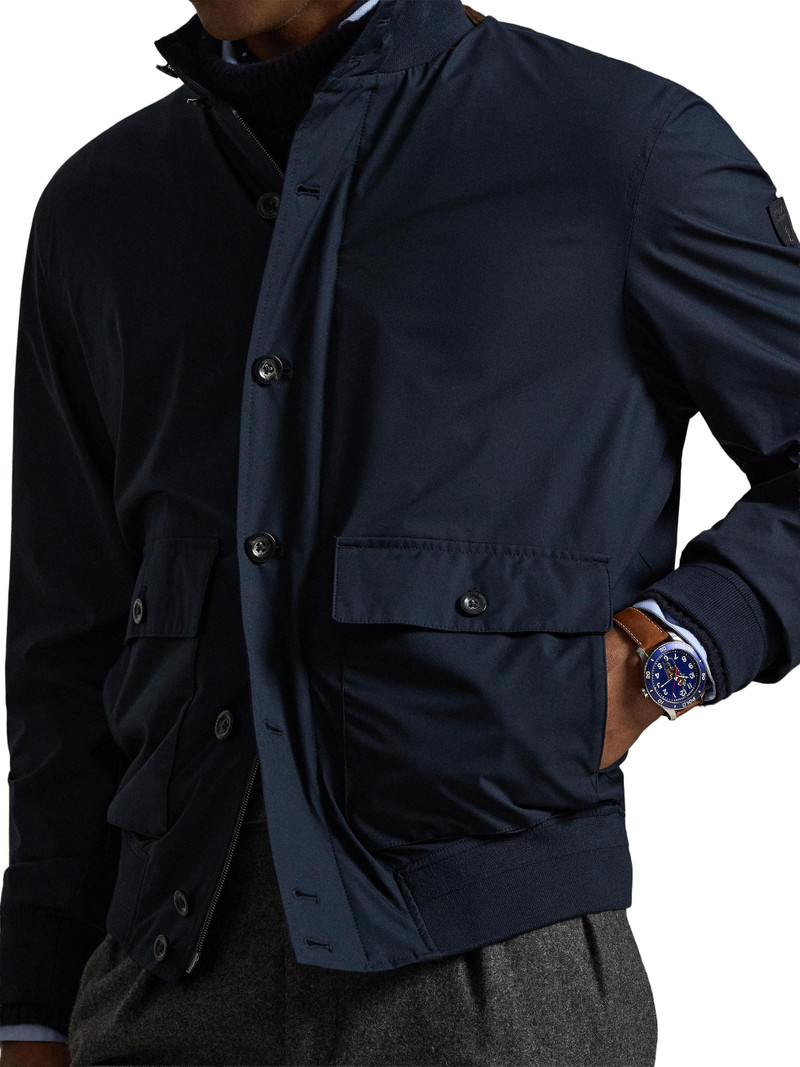 Men's Gabardine Stand Collar Bomber Jacket - Collection Navy 5