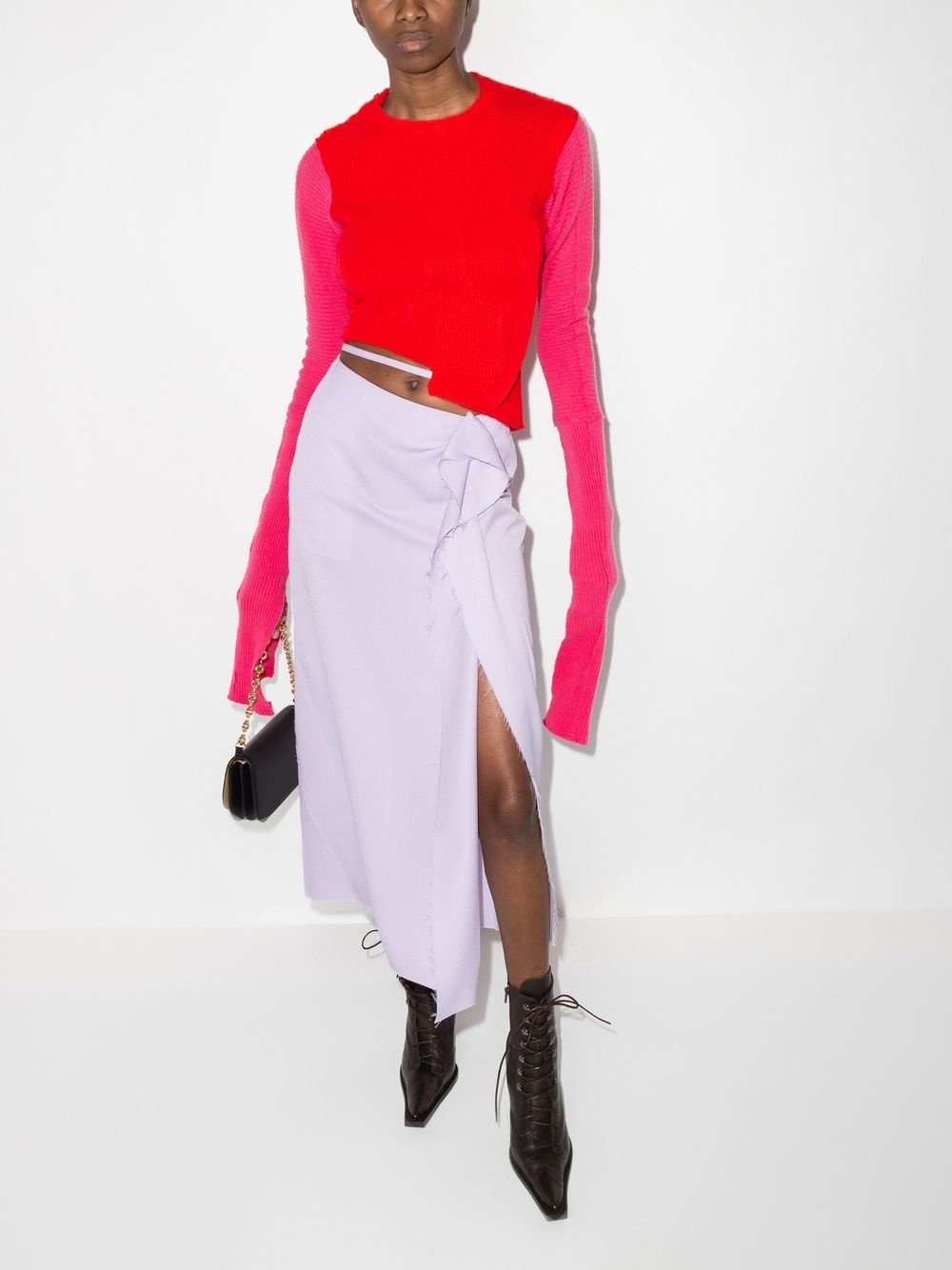 asymmetric ribbed-knit jumper - 5