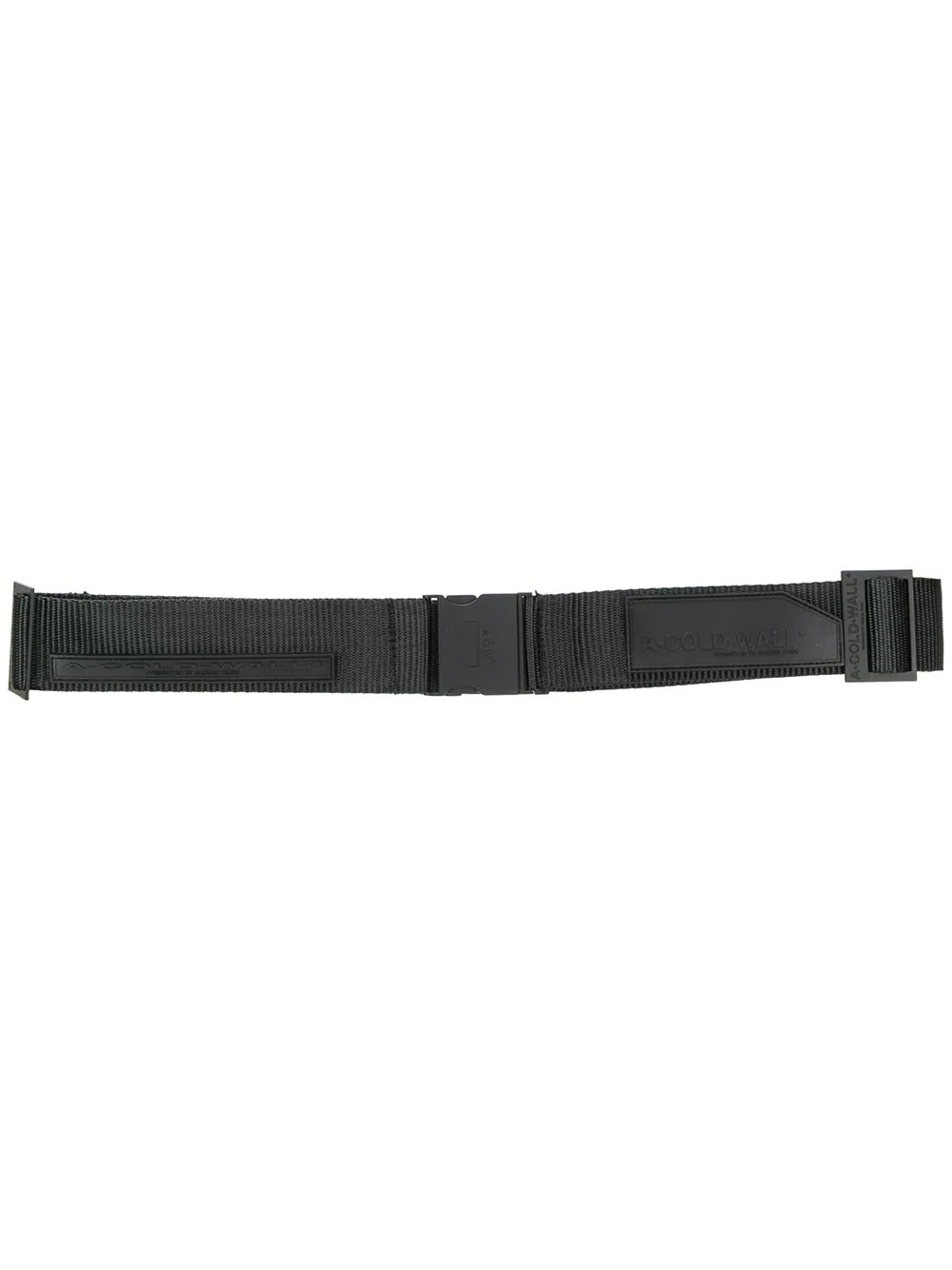 black logo embossed leather and nylon belt - 1