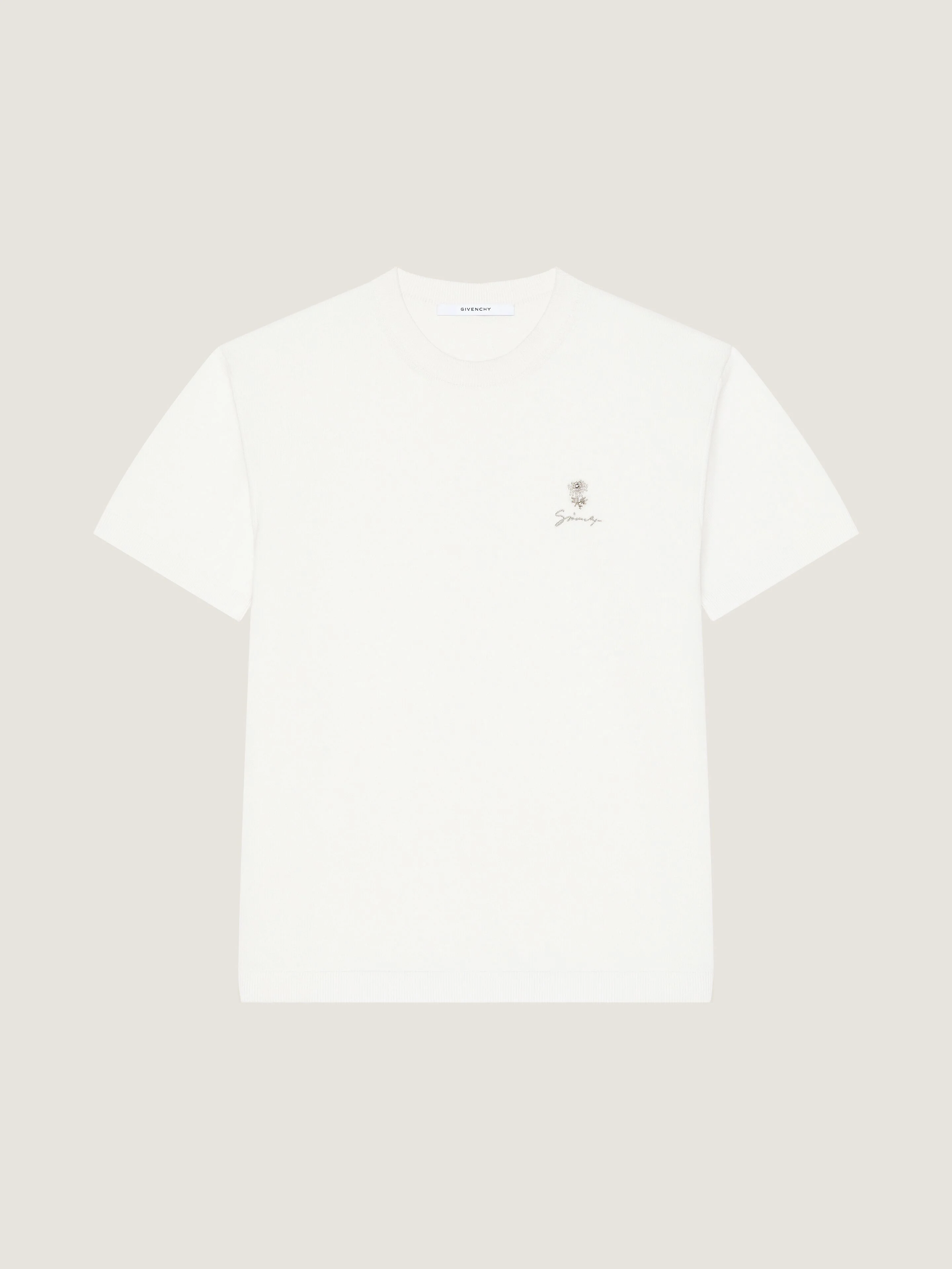 T-SHIRT IN KNIT WITH PEARL EMBROIDERY - 1