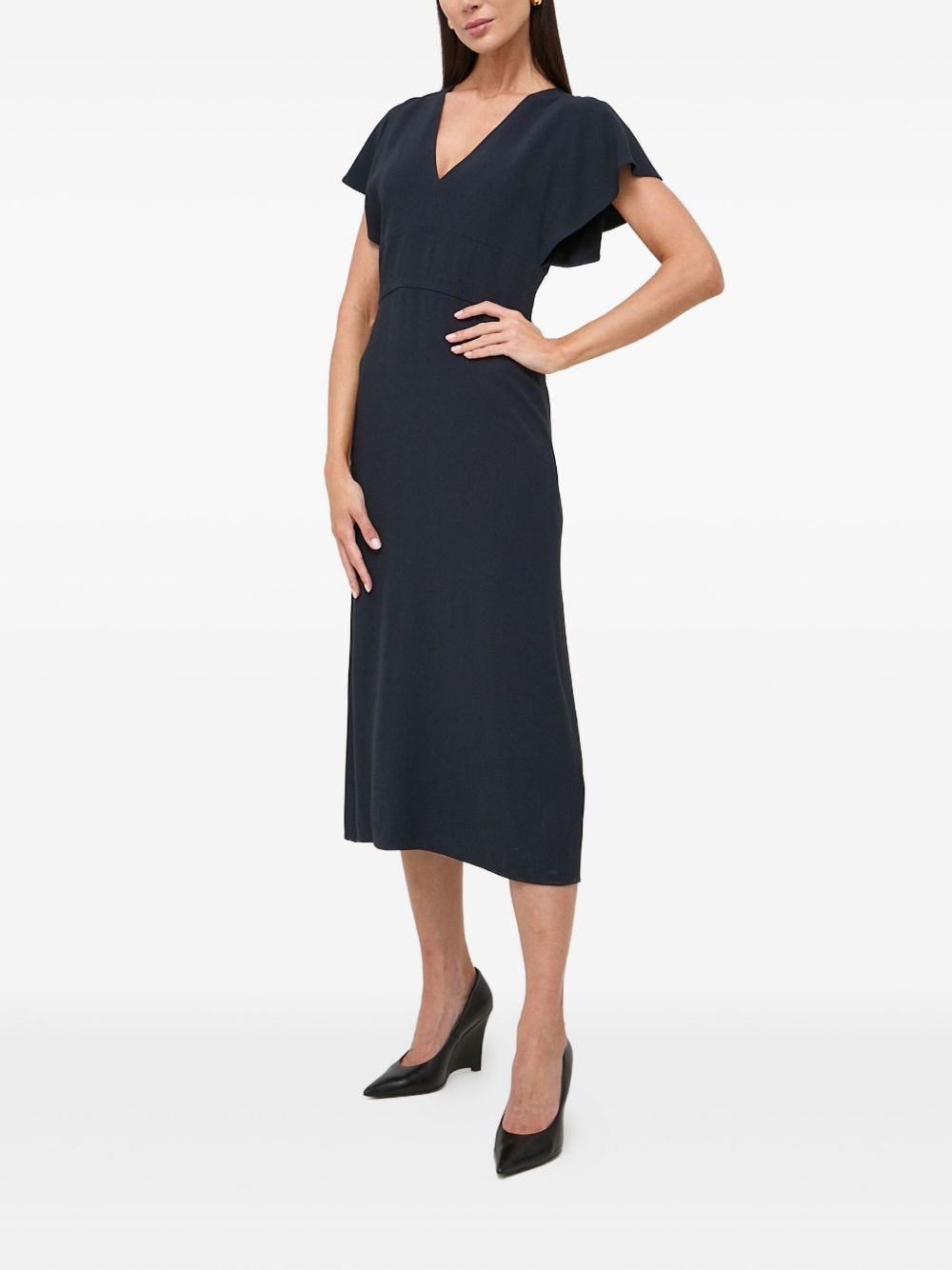 flutter-sleeve V-neck midi dress - 3