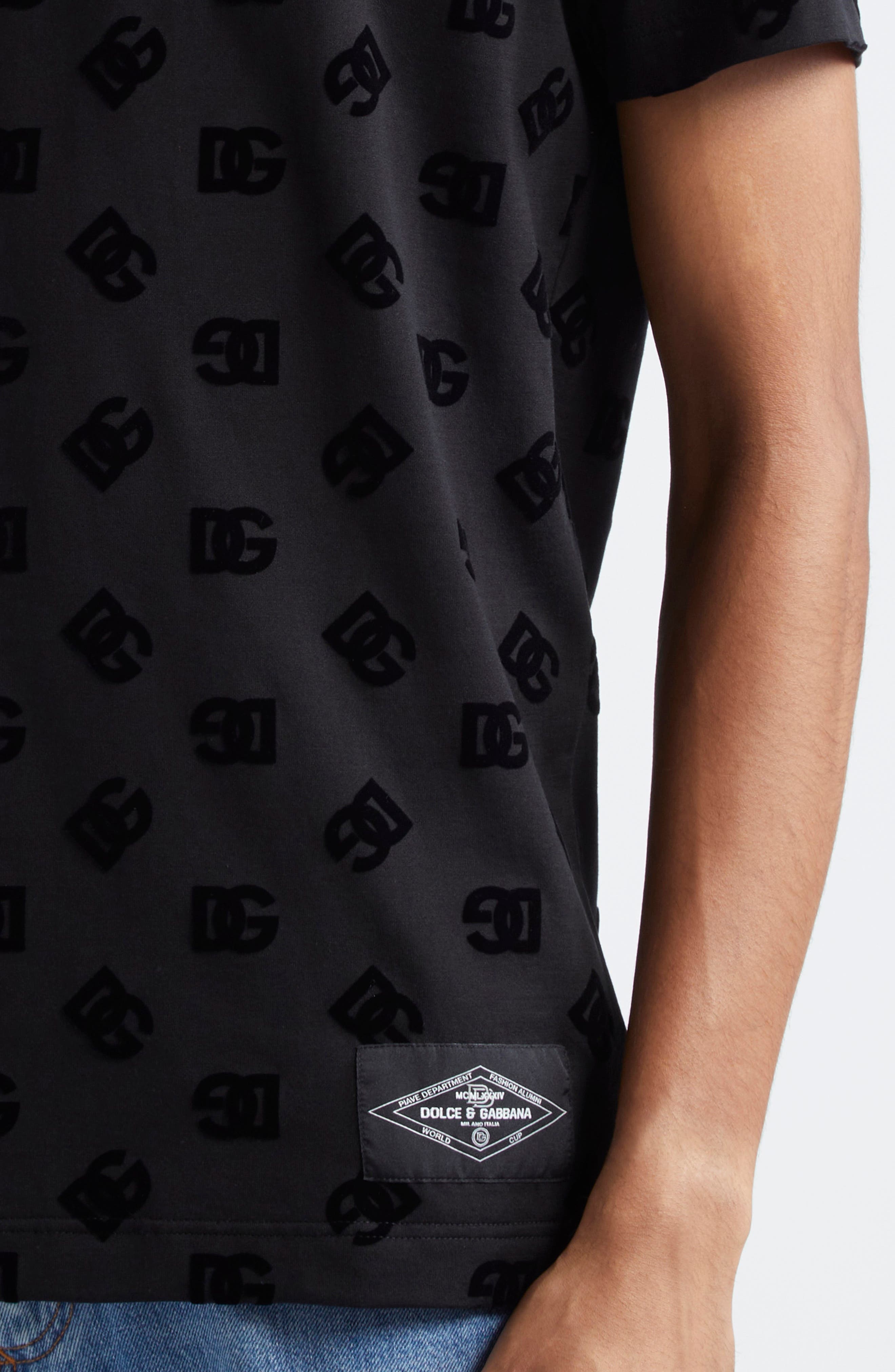 Dolce&Gabbana Re-Edition Flocked Logo Cotton T-Shirt in N0000 Nero at Nordstrom - 4