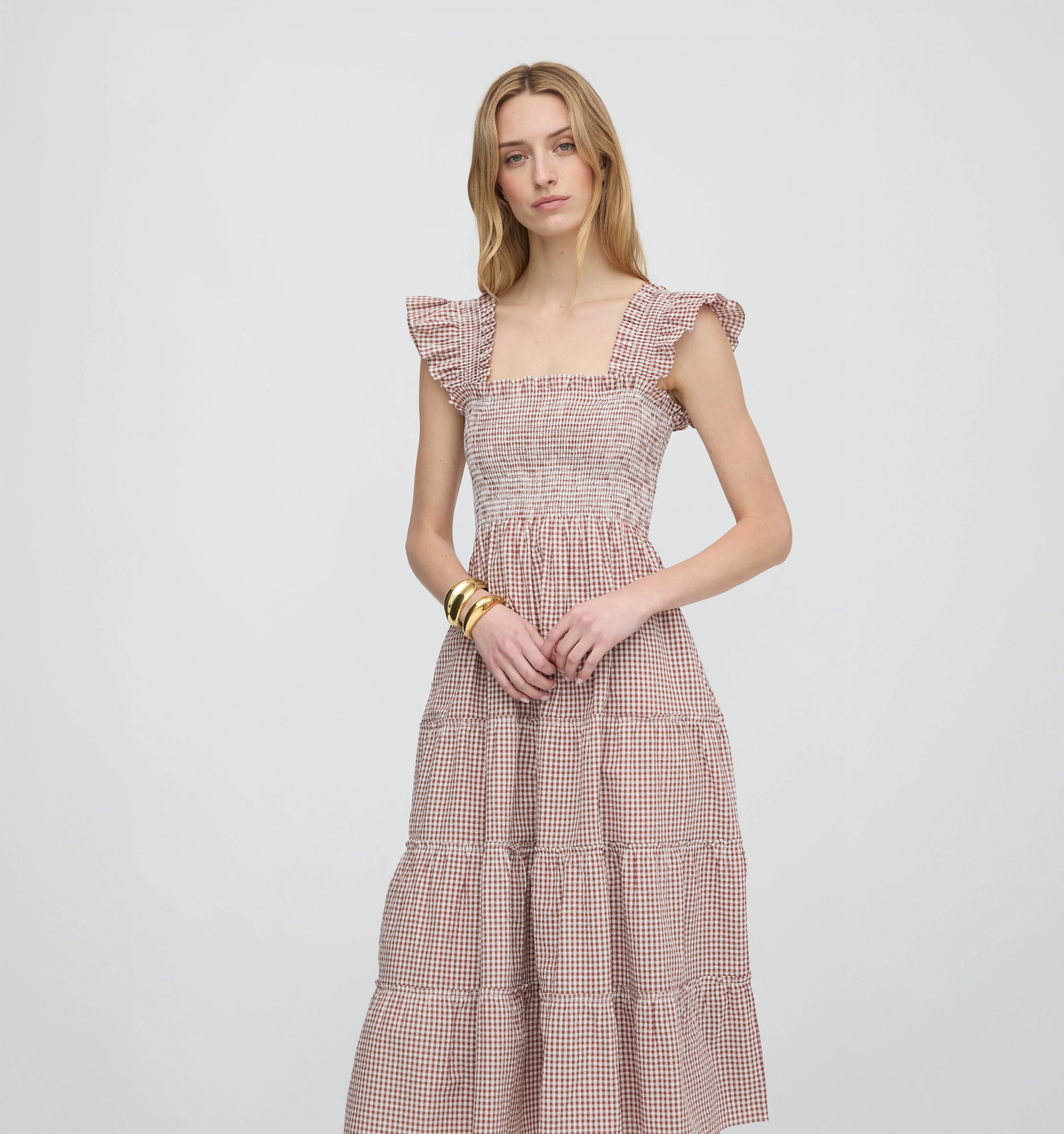 The Ellie Nap Dress - Cognac Gingham - 1