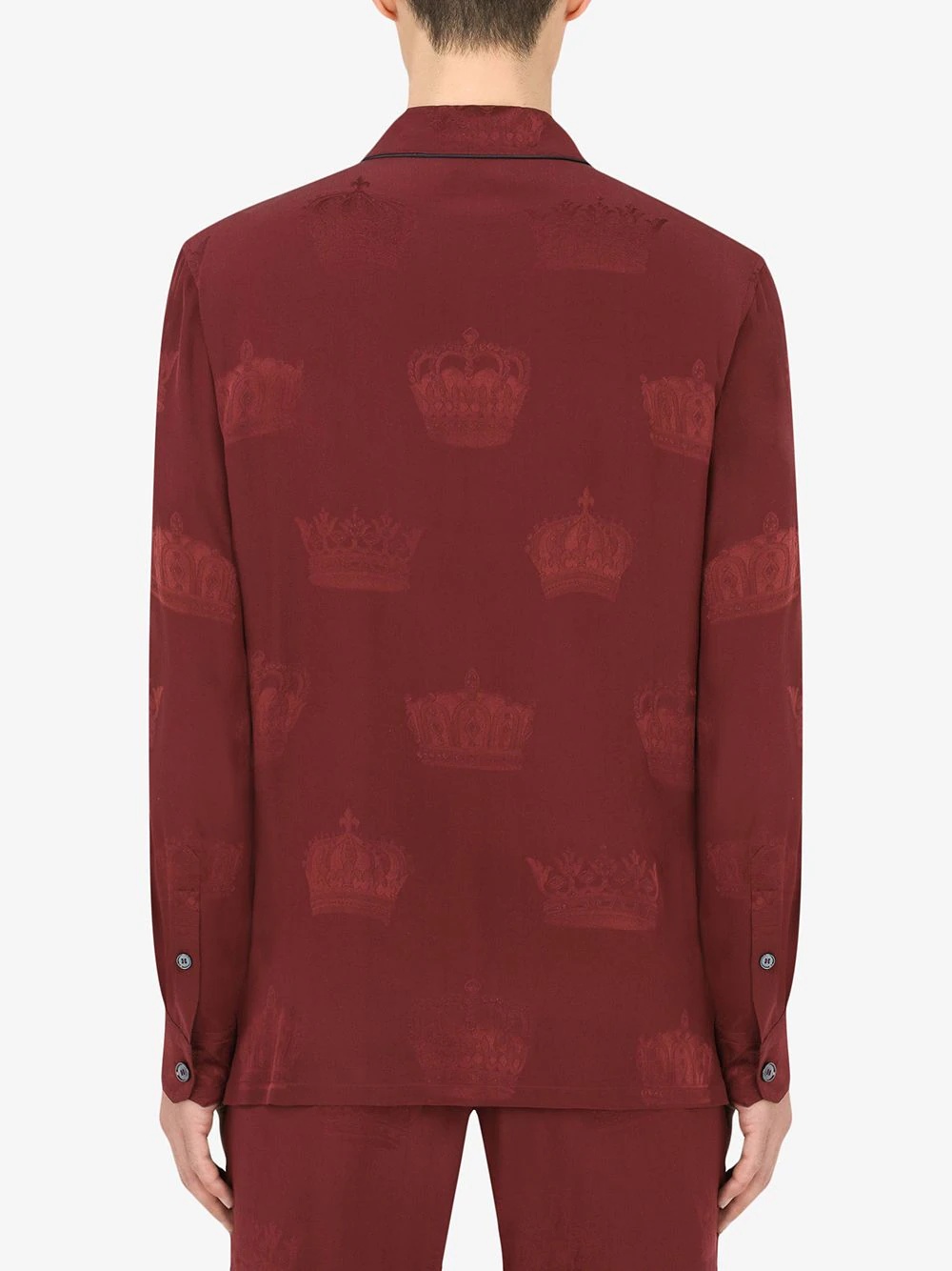 crown-print silk-jacquard shirt - 4