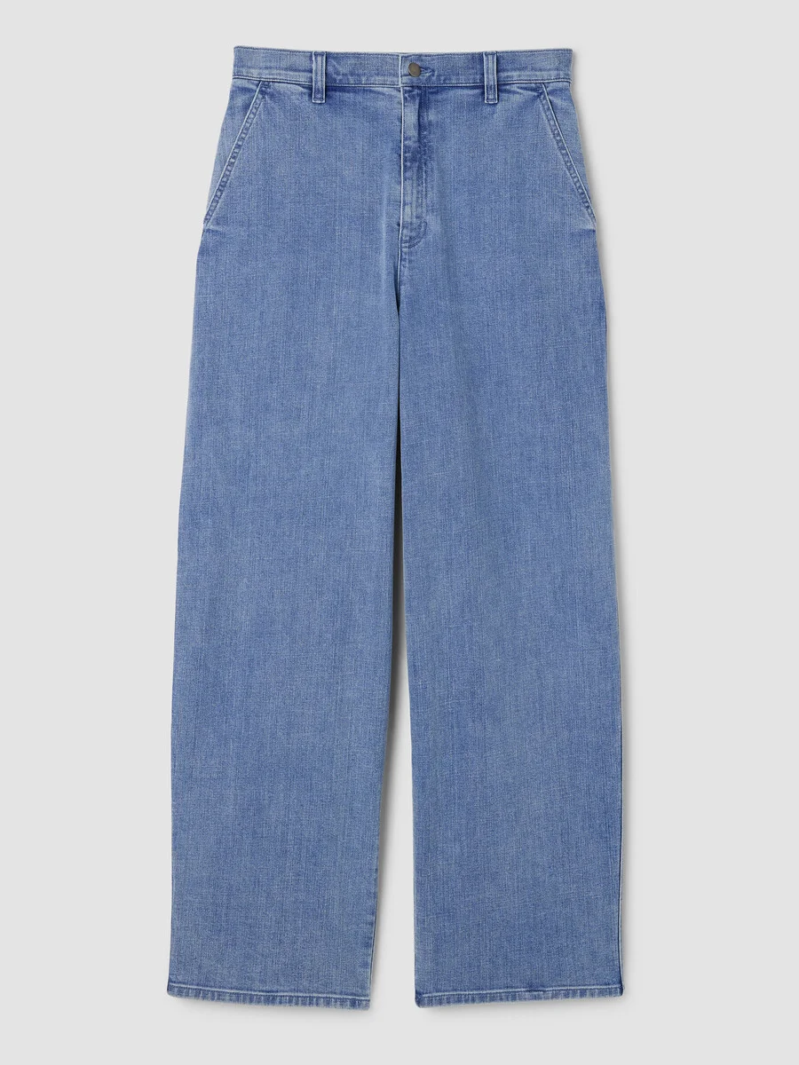 Cotton Stretch Denim Roomy Wide Trouser - 1