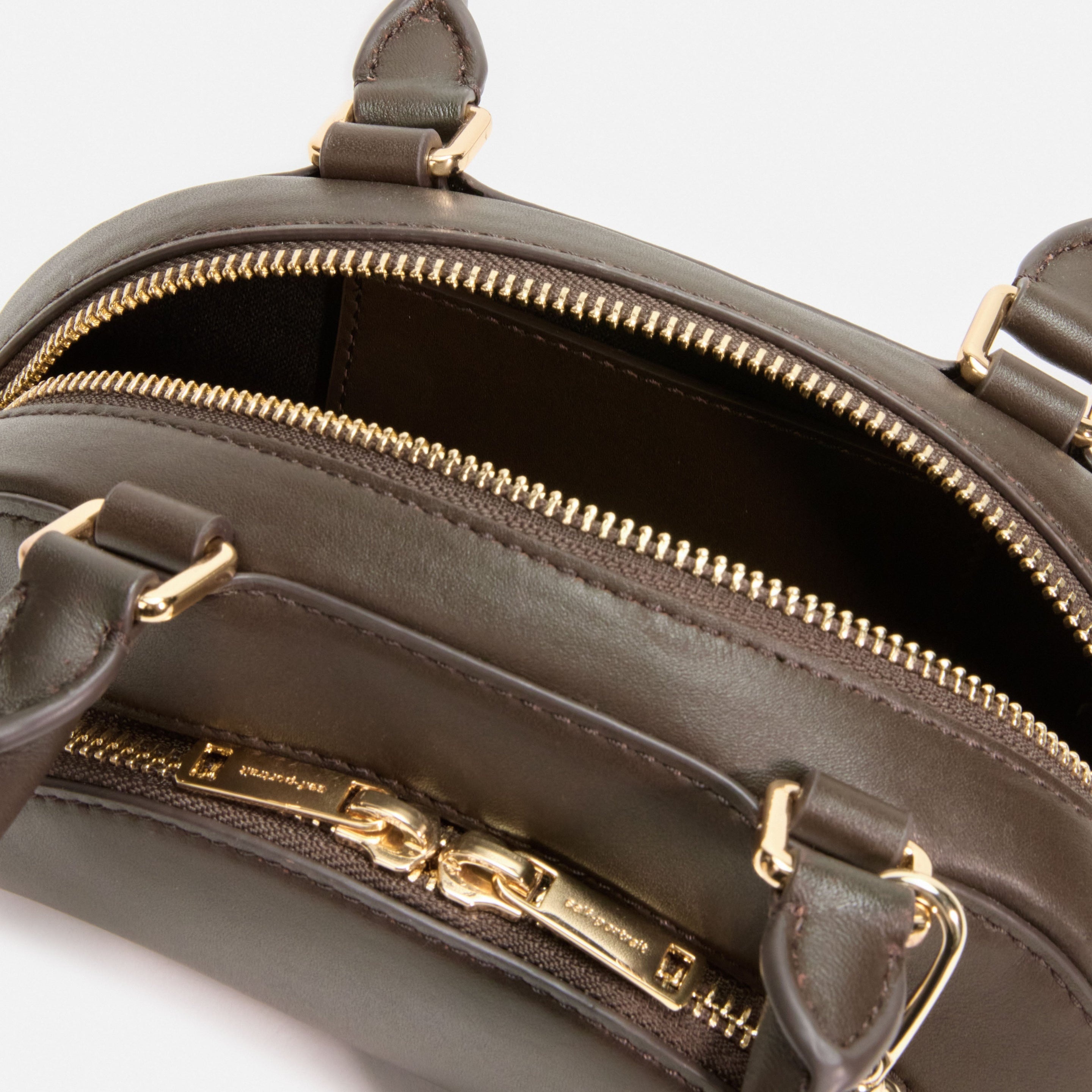 Brown Leather Mini Shoulder Bag With Charm - 4