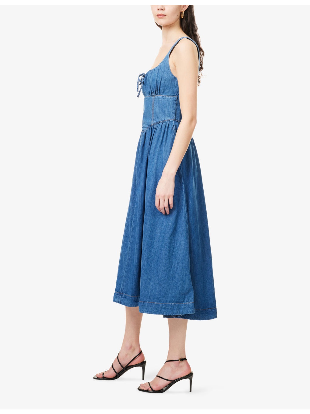 Balia square-neck denim midi dress - 3