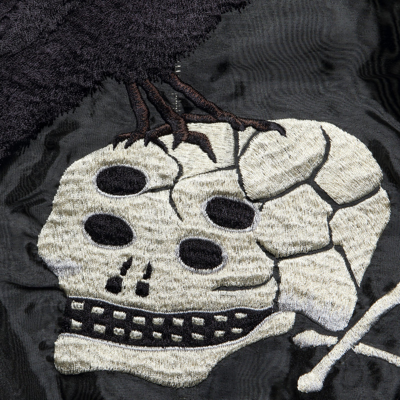 Sheer Pearl Raven & Skull Souvenir Jacket - Black 4