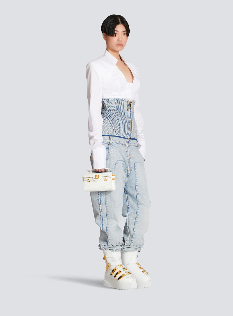 Balmain B-Buzz 19 bag in crocodile-embossed leather outlook