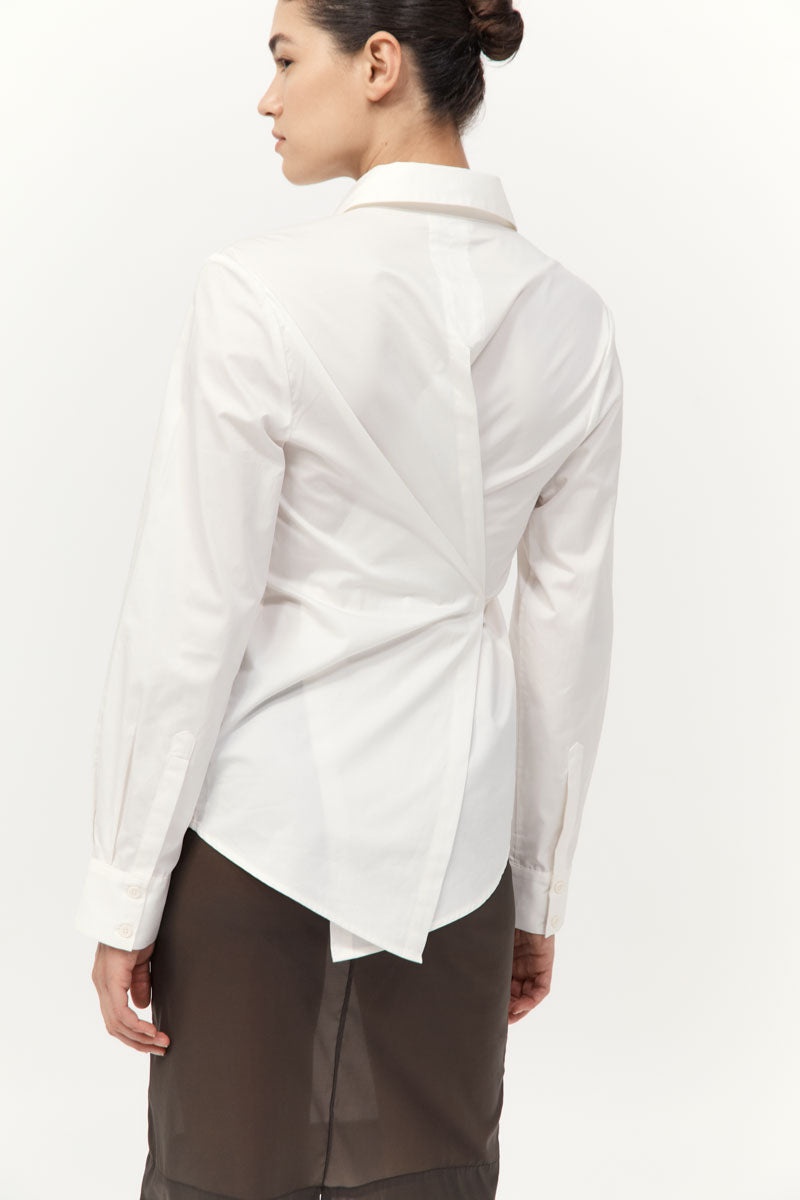 Tie Back Shirt - Off White - 3