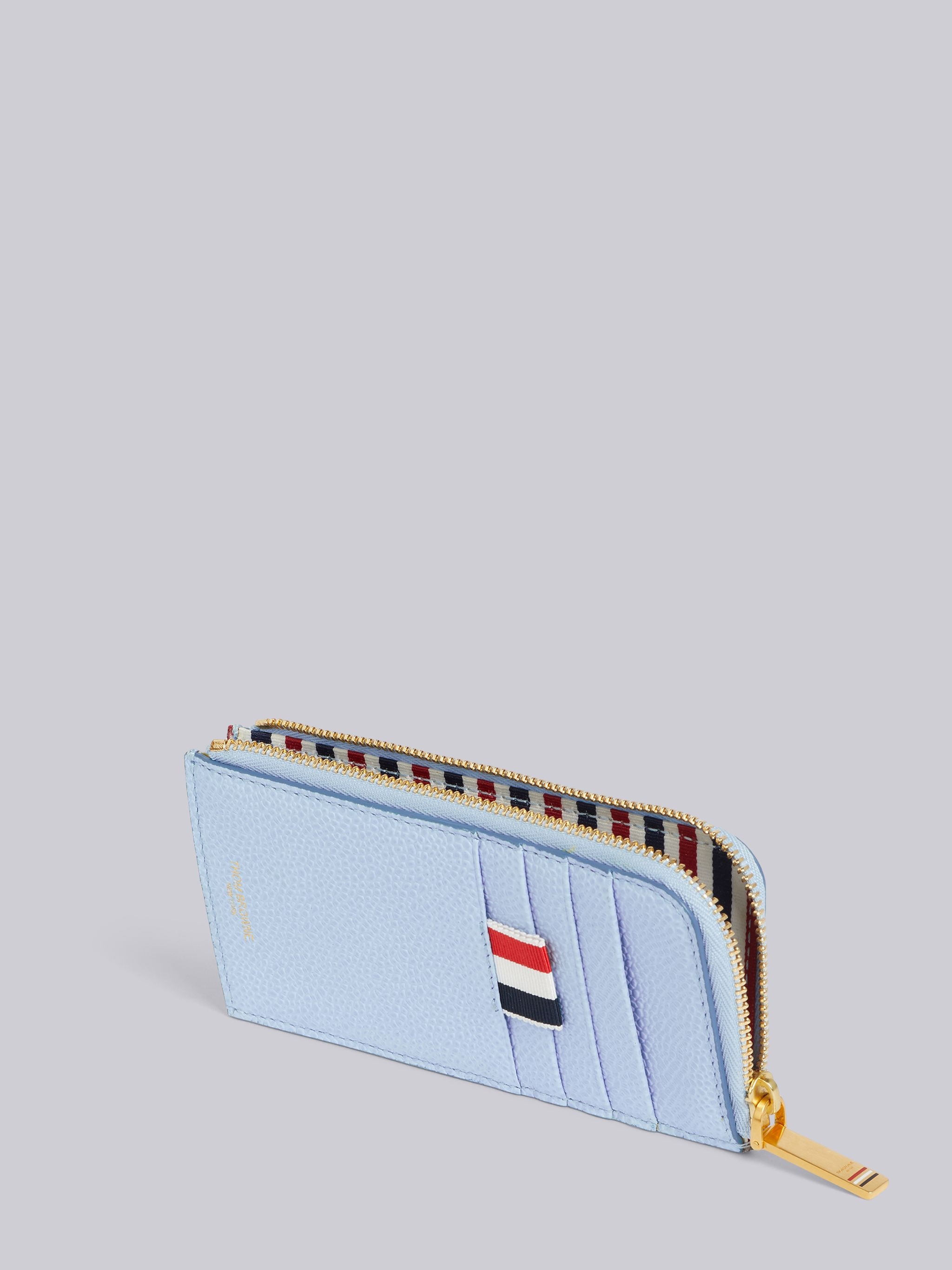 Light Blue Pebbled Half-Zip Around Wallet - 3