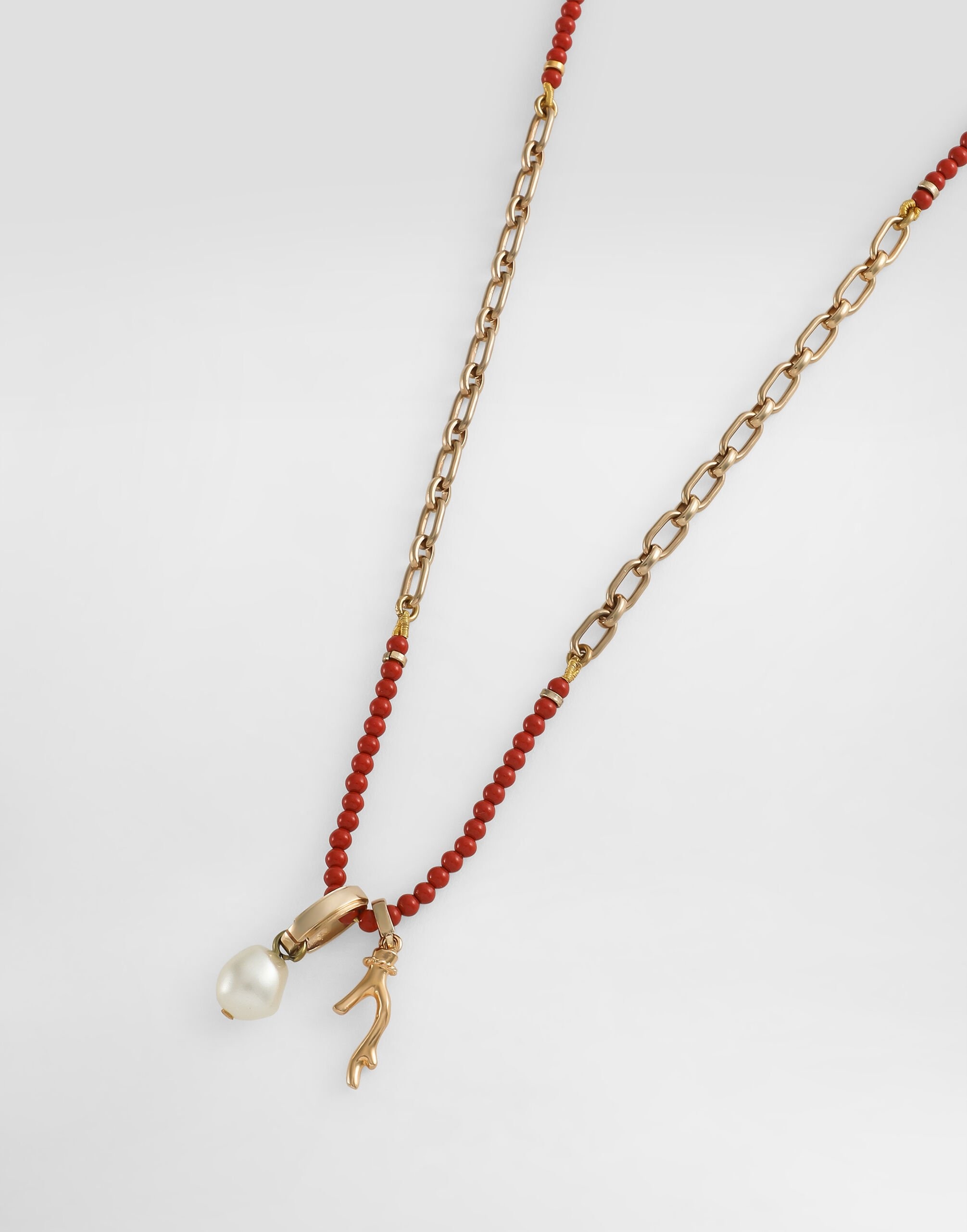 Metal necklace with gemstones and charms - 3