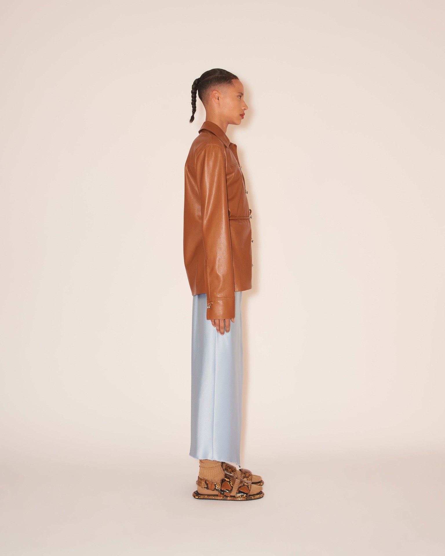 ELIDA - OKOBOR™ alt-leather shirt - Tobacco - 5