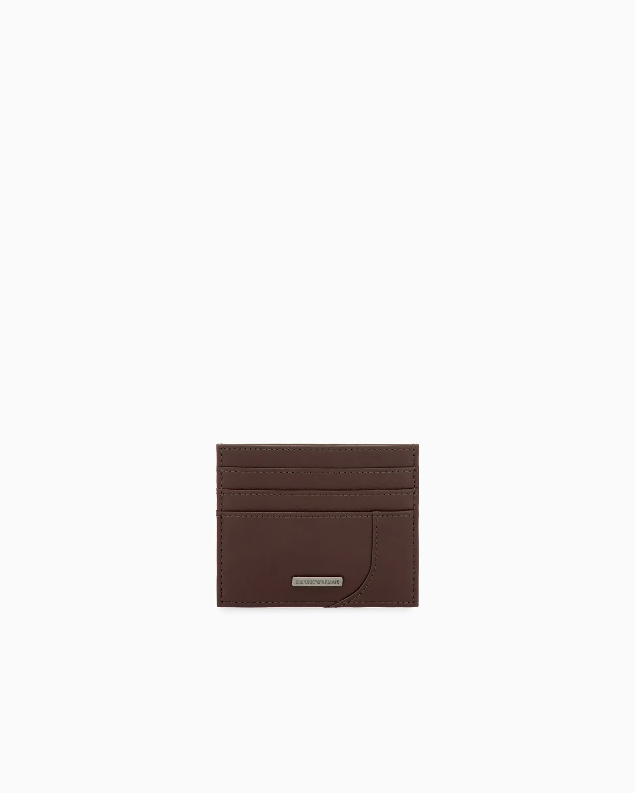 SMOOTH LEATHER CARD HOLDER WITH METAL LOGO PLAQUE - 1
