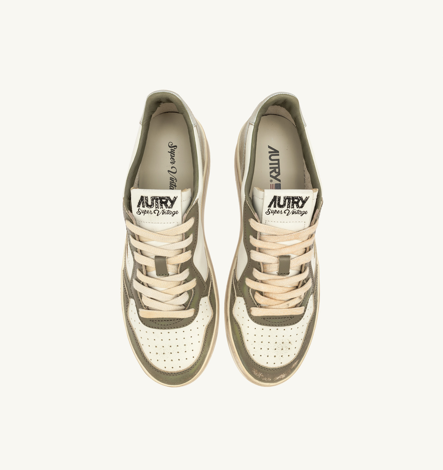 MEDALIST LOW SUPER VINTAGE SNEAKERS IN WHISPER WHITE GREEN AND SILVER - 5