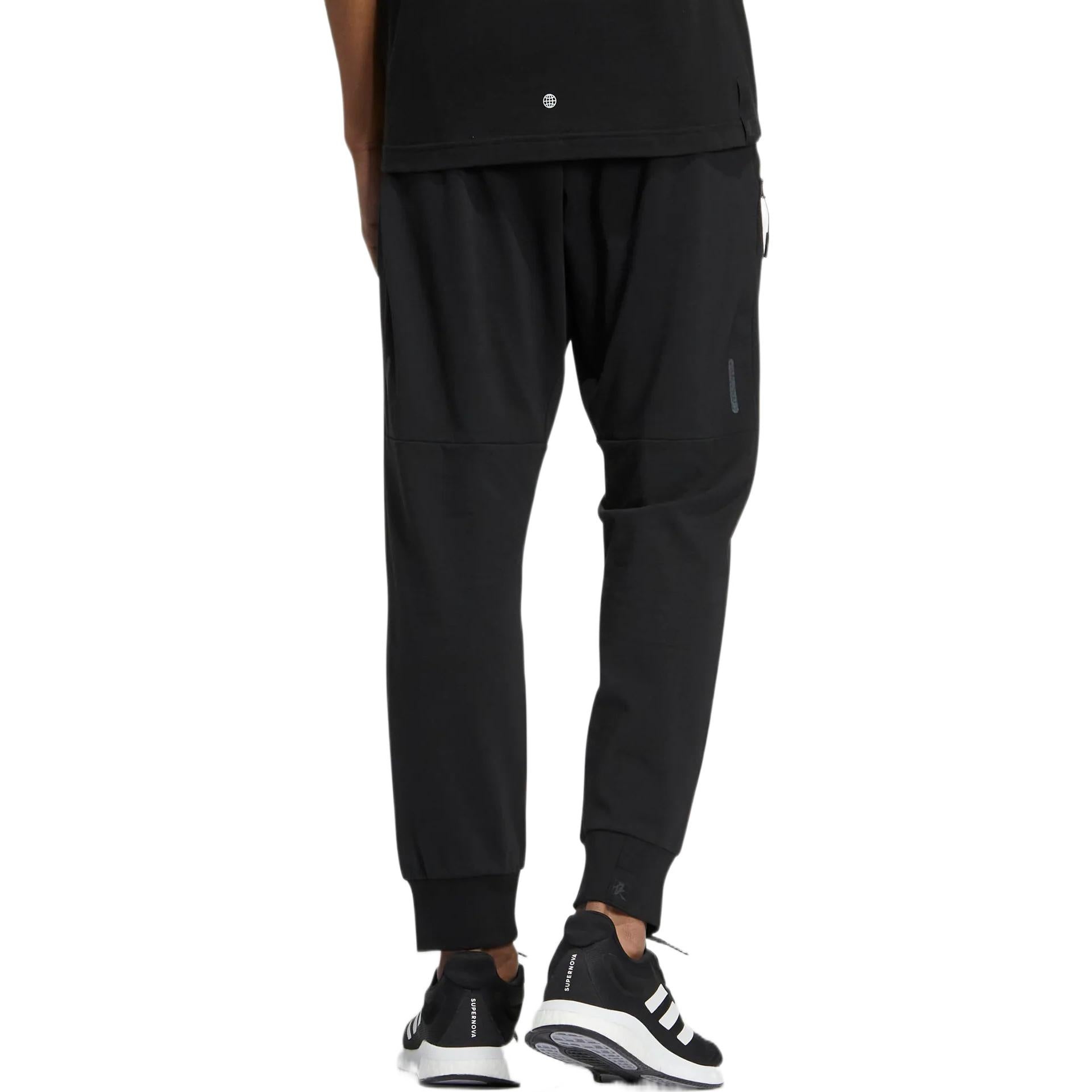 Men's adidas Solid Color Elastic Waistband Sports Pants/Trousers/Joggers Black HE5152 - 3