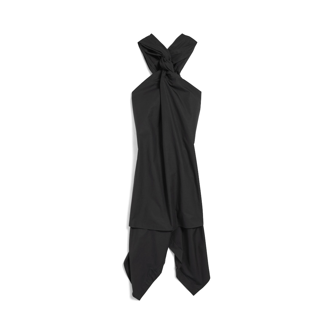 Women's Twisted Sleeveless Shirt Dress in Black - 6