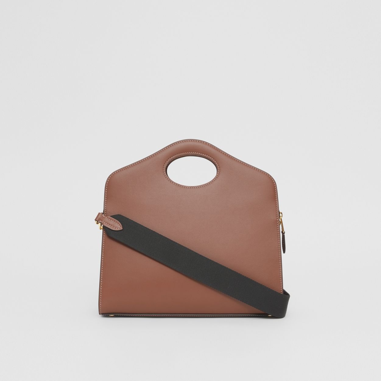 Small Topstitched Leather Pocket Tote 7
