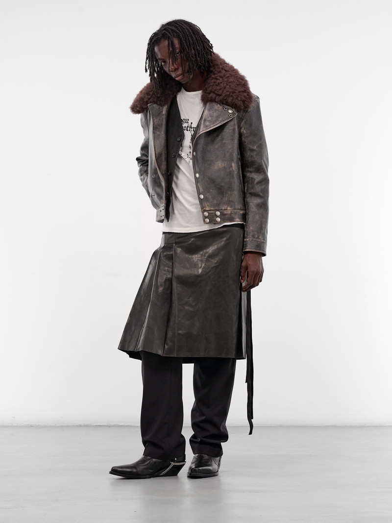 Ann Demeulemeester Binus Leather Shearling Aviator Jacket outlook